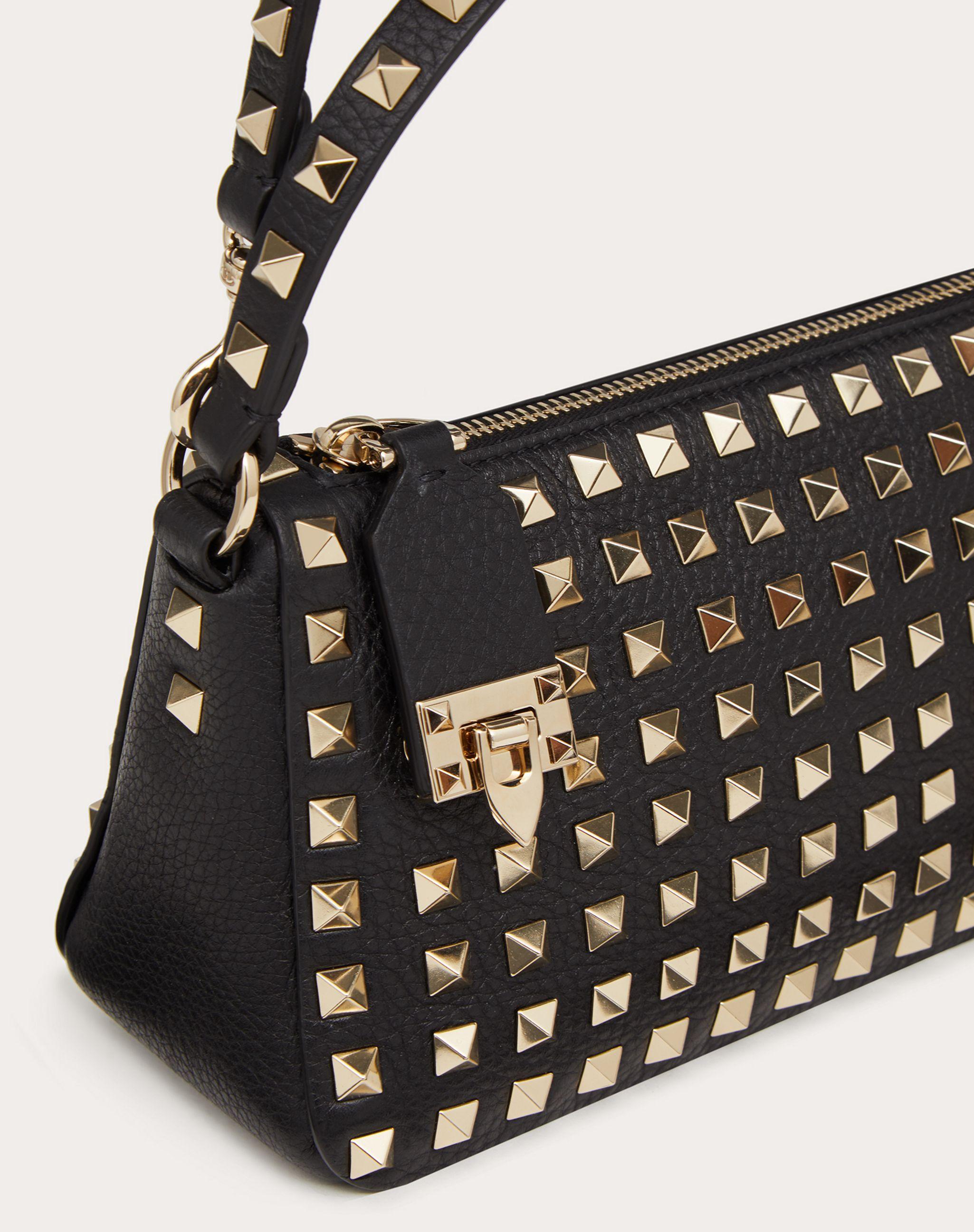 small rockstud metallic grainy leather crossbody bag