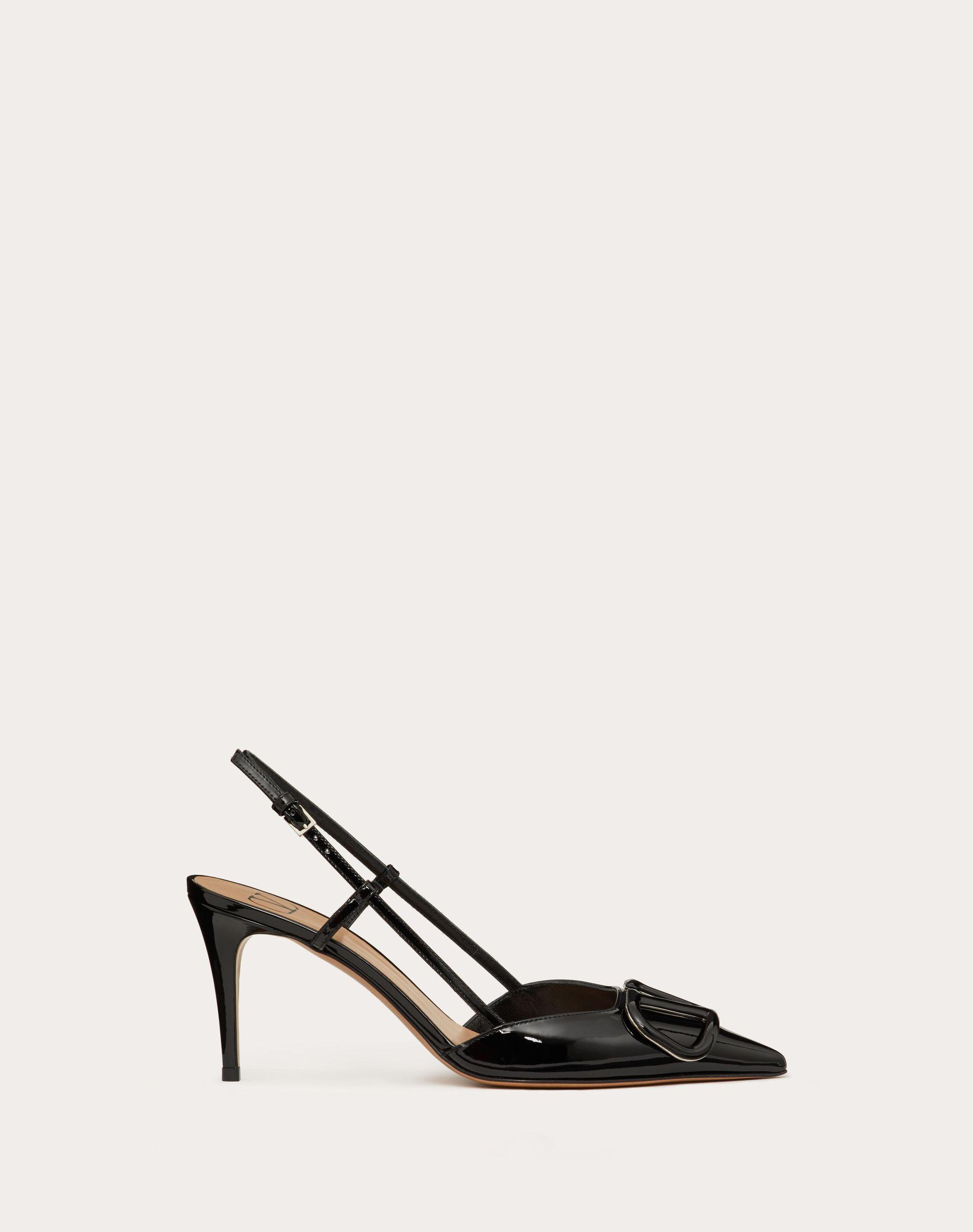 Valentino Vlogo Signature Patent Leather Slingback Pump 80mm in Black | Lyst