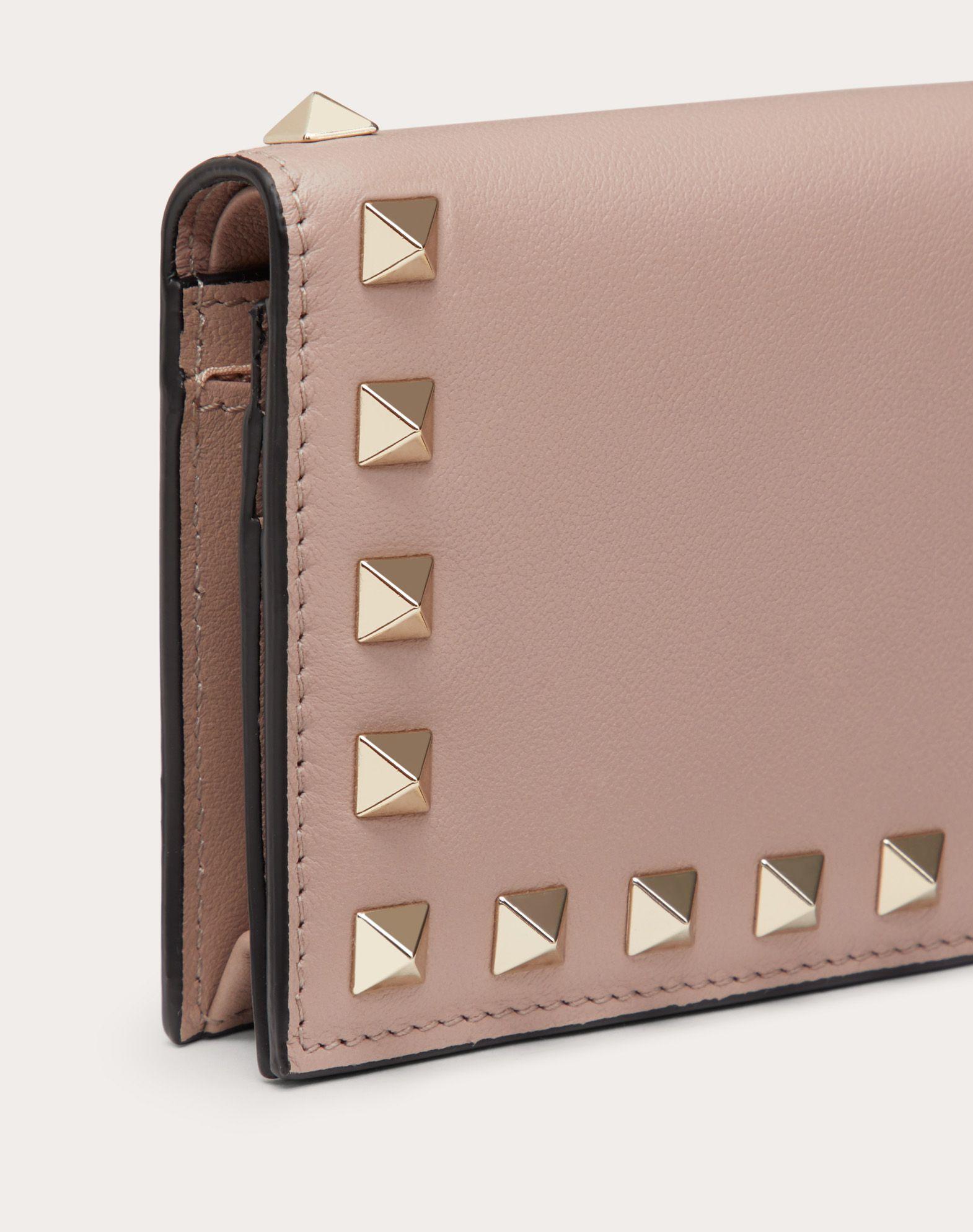 valentino small rockstud calfskin wallet