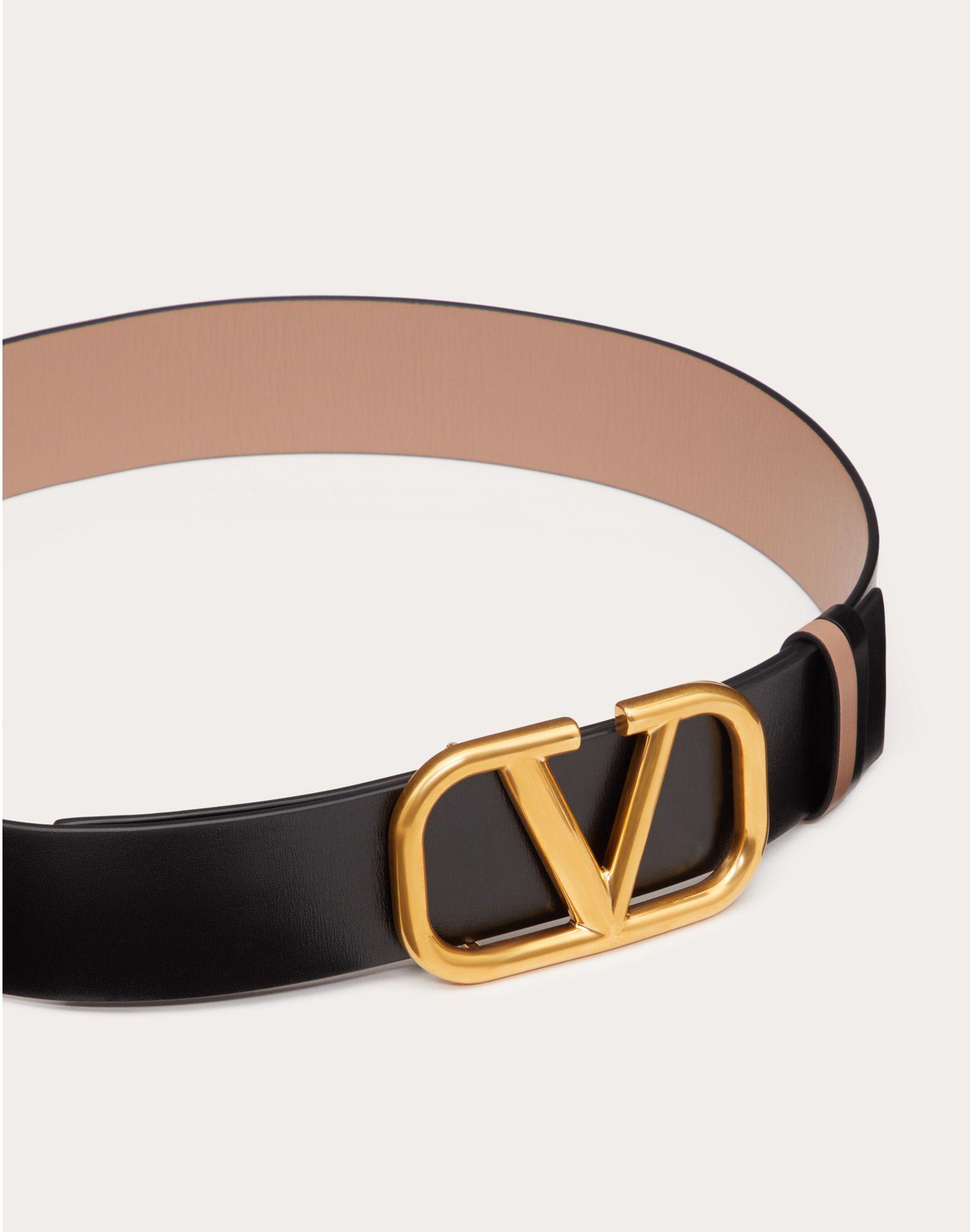 Valentino Garavani Leather Reversible Vlogo Signature Belt In Glossy
