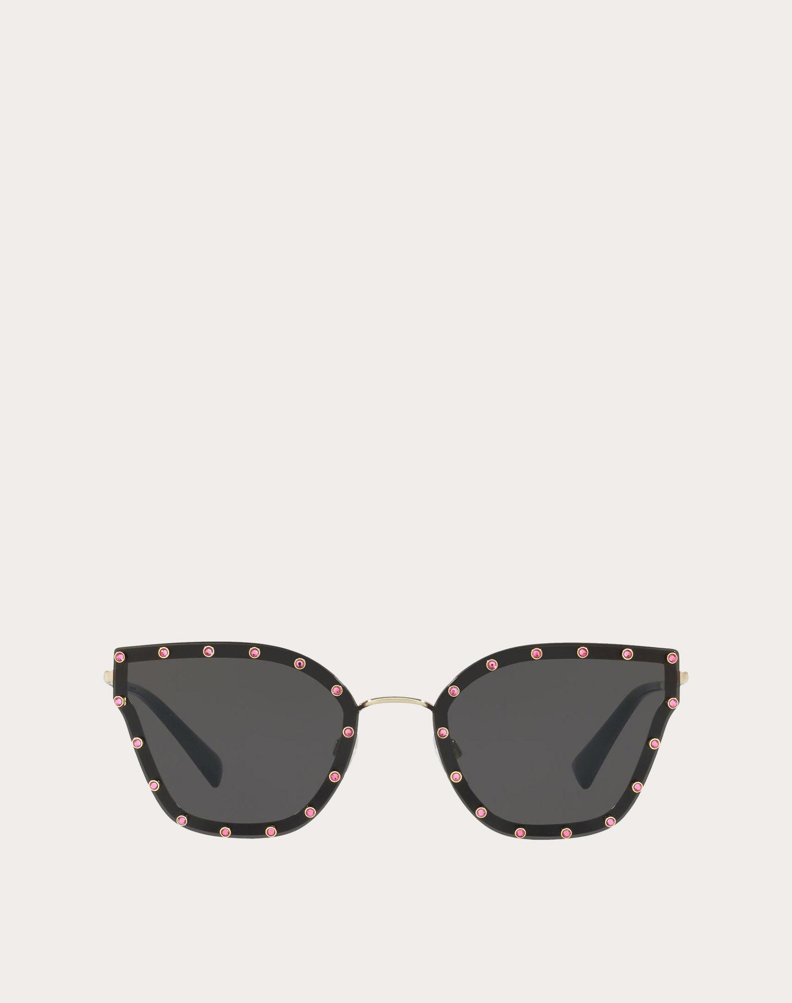 Valentino Crystal Studded Cat-eye Metal Sunglasses in Gray | Lyst