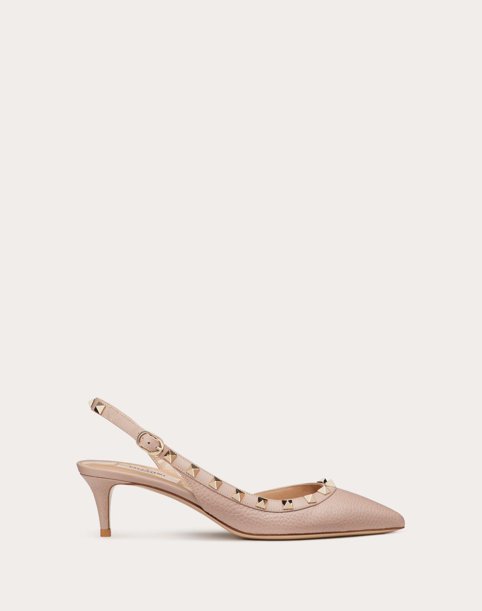 rockstud grainy leather slingback pump 50 mm