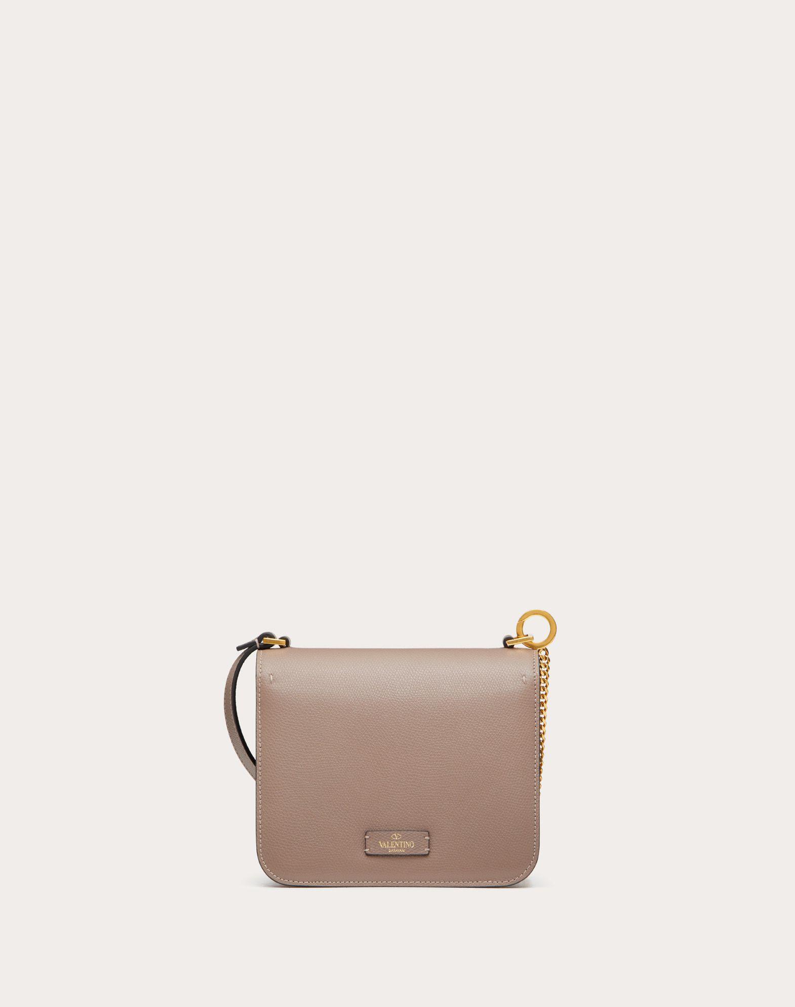 Valentino Small Vsling Handbag In Grainy Calfskin Brown