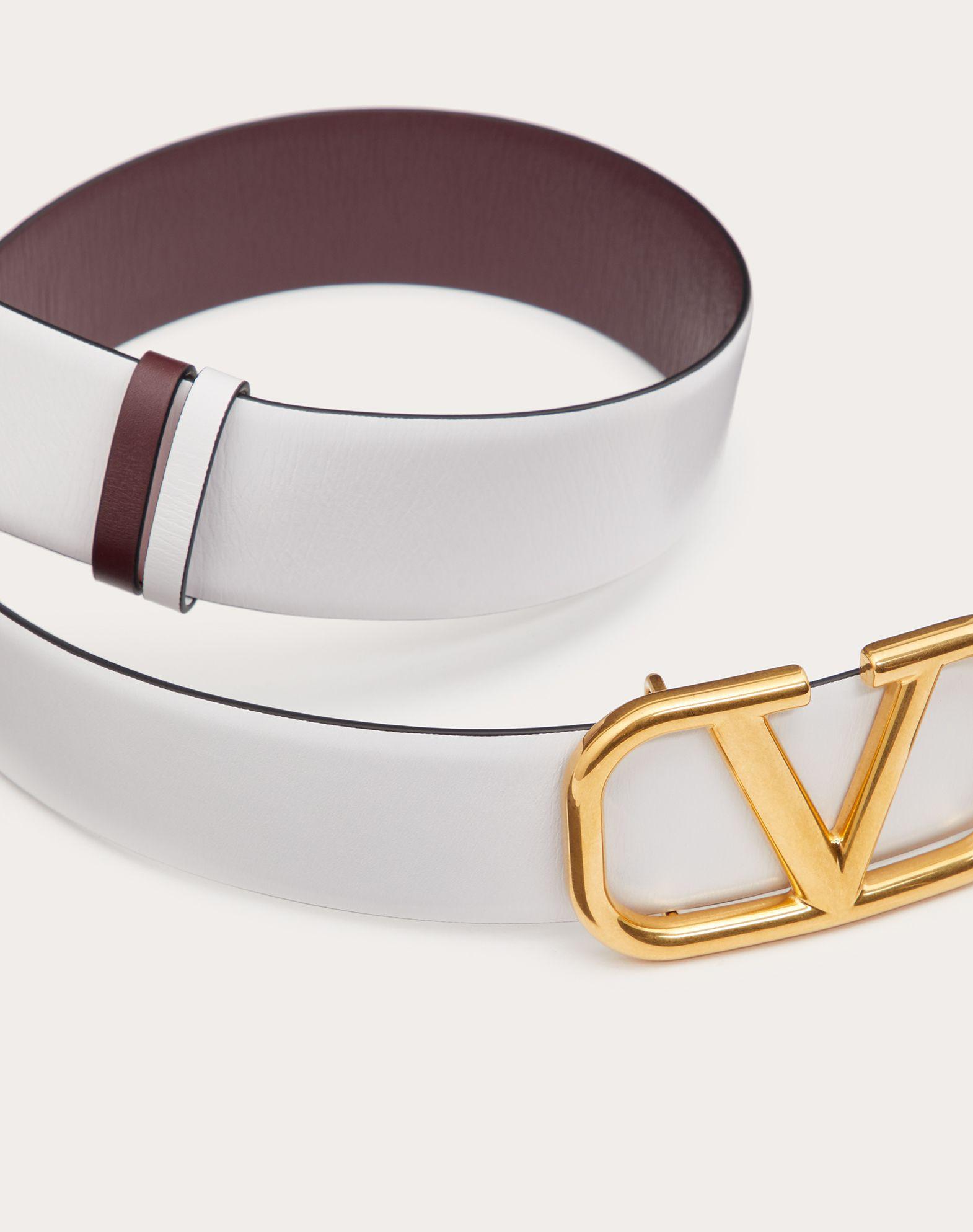Valentino Garavani Leather Reversible Vlogo Signature Belt In Glossy Calfskin 40 Mm / 1.6 In. in 