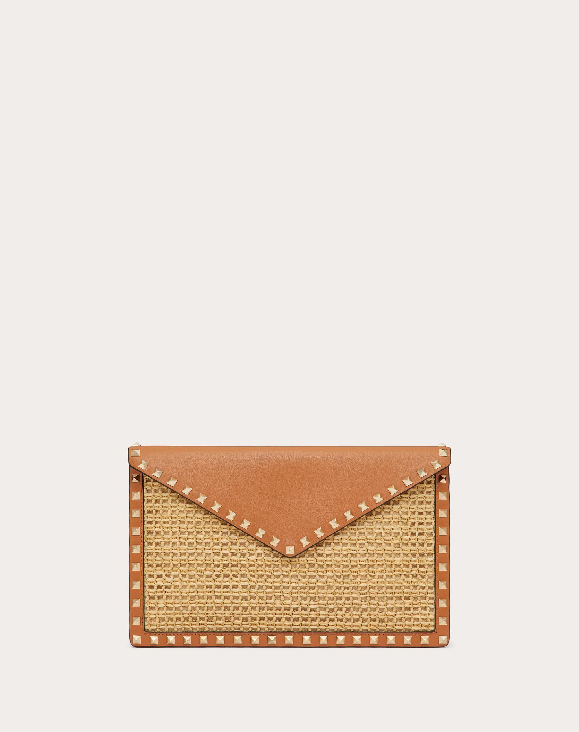 Valentino Garavani Rockstud metallic clutch bag - Yellow