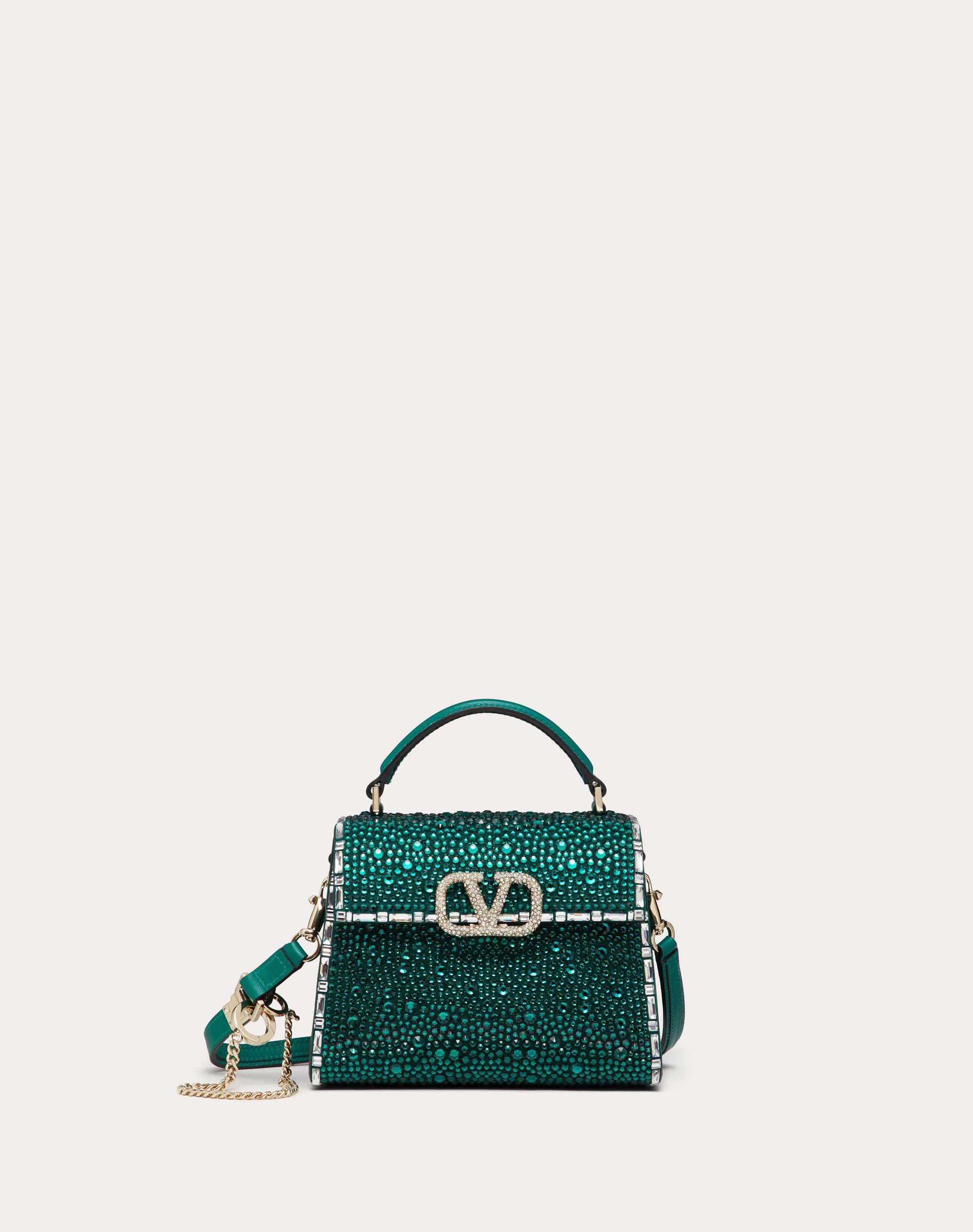 Valentino Garavani Mini Vsling Handbag With Jewel Embroidery in Green