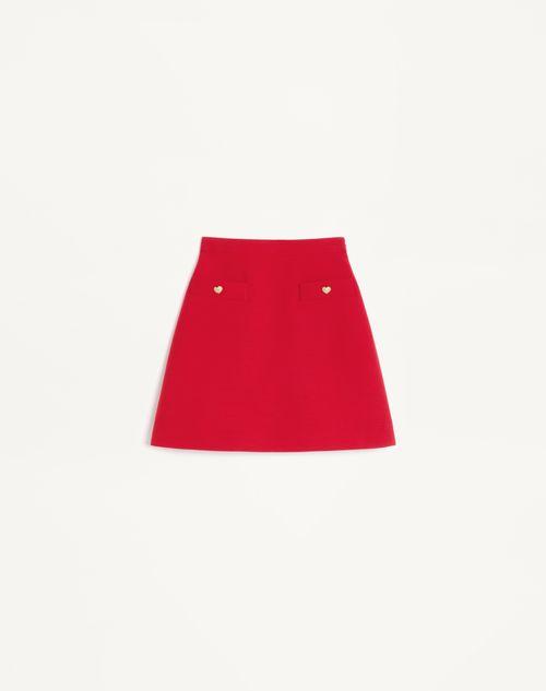 【VALENTINO】クレープパネル ラッフル付き レザー スカート ウィメンズスカート(ミニスカート・ロングスカート