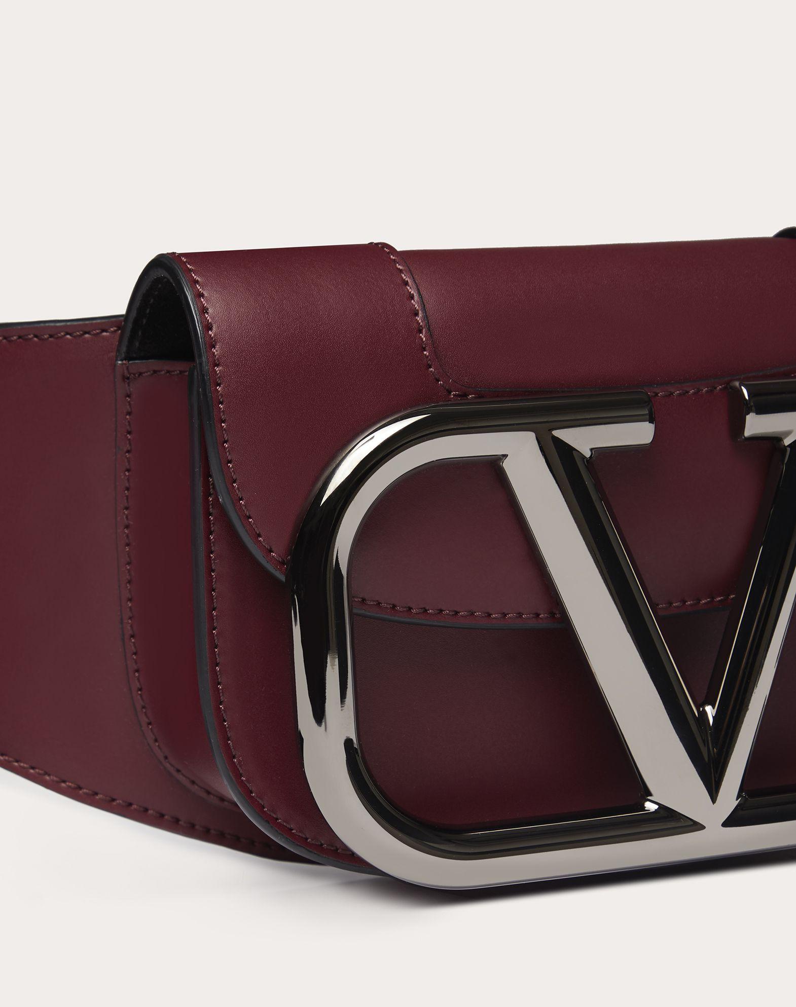 Valentino Burgundy Small Patent Leather Supervee Crossbody Bag