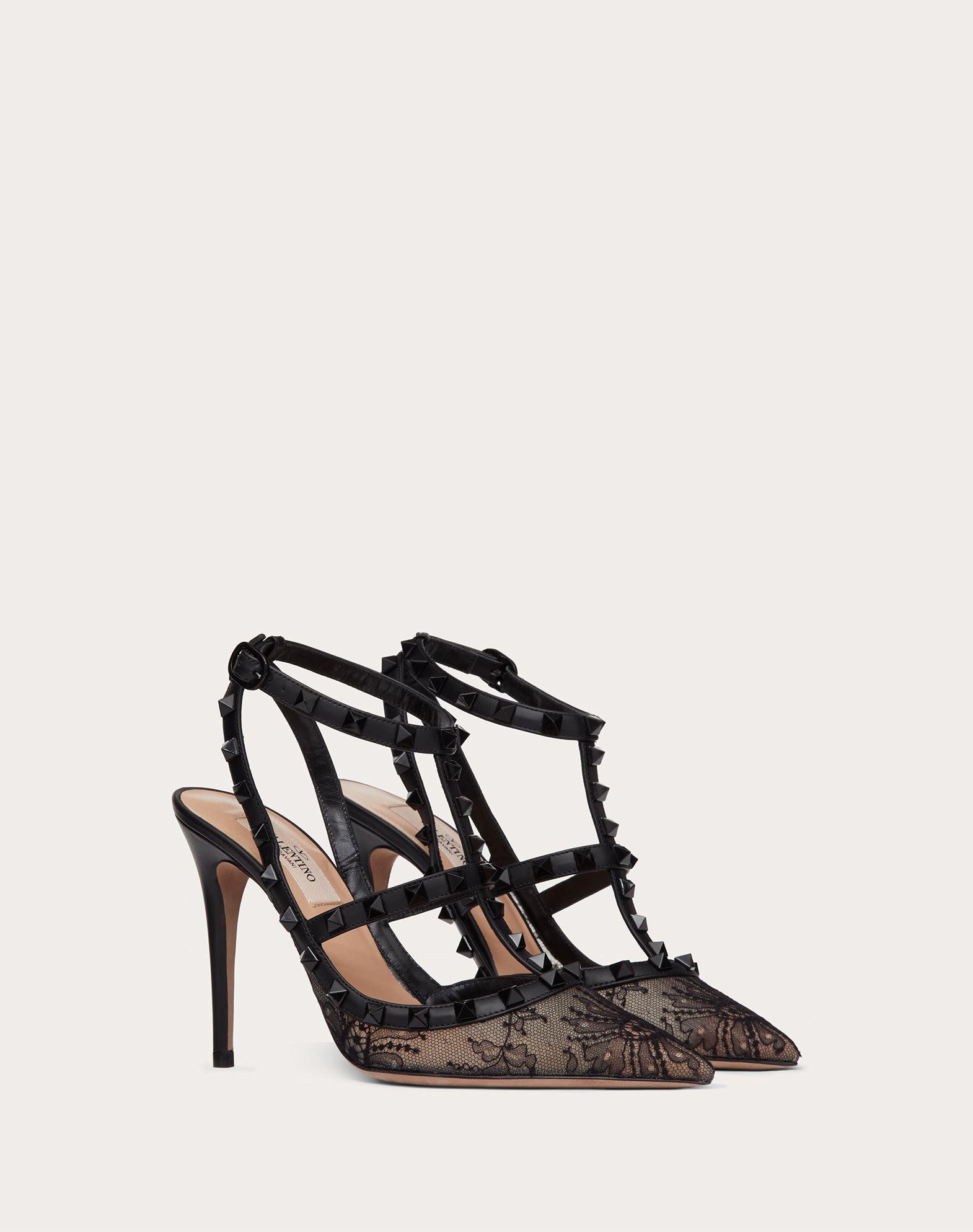 Valentino Garavani Rockstud Lace Pump With Straps 100 Mm | Lyst