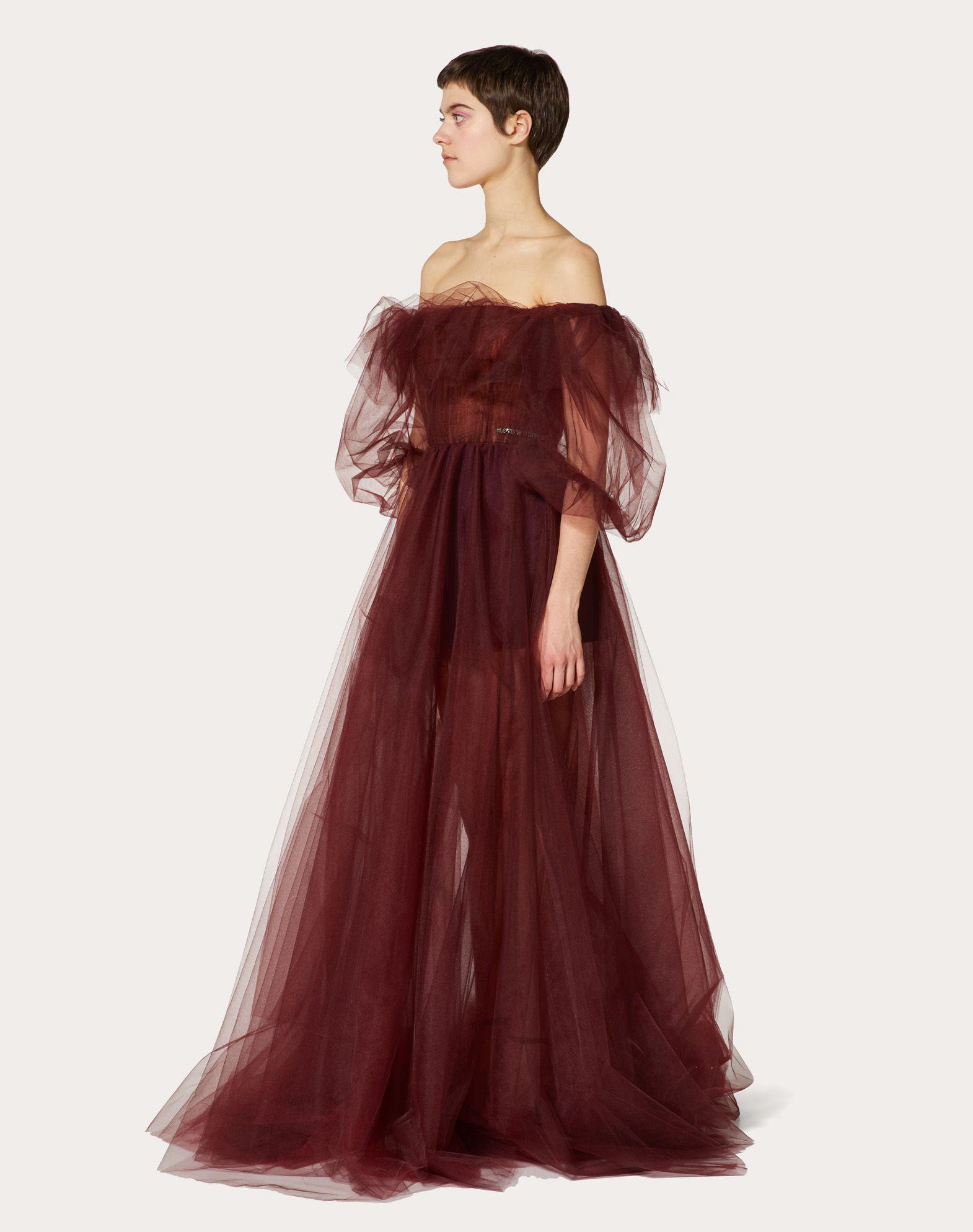 Valentino Tulle Evening Dress With Poetry Detailing - Lyst