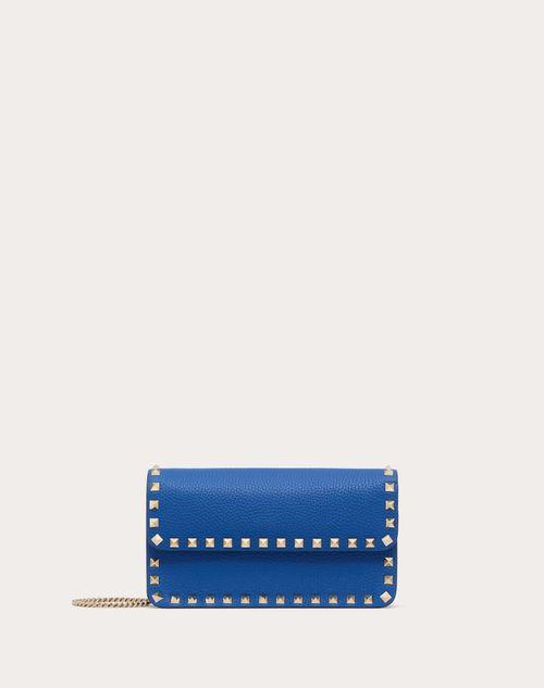 Valentino Garavani Rockstud Grainy Calfskin Chain Pouch in Blue Lyst UK