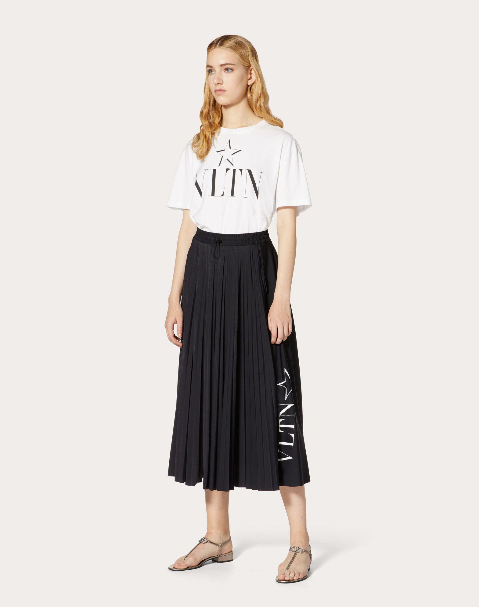 Pleated Jersey With Vltnstar Print in Black | Lyst