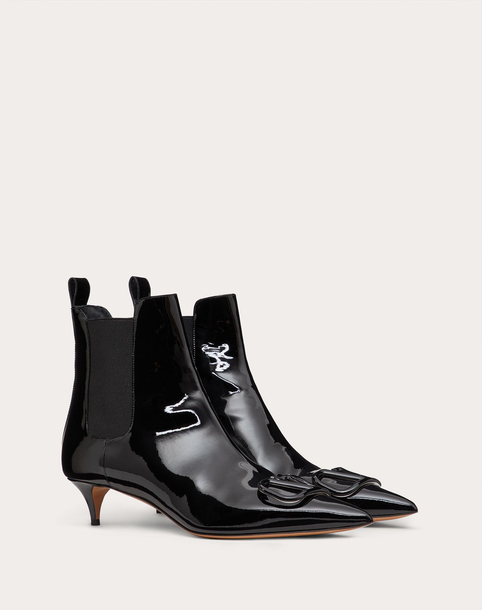 Valentino Synthetic Valentino Vlogo Signature Patent Leather Ankle Boot 40mm / 1.6 in Black -