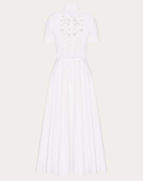 VALENTINO エンブロイダリー コンパクトポプリン ミディドレス白