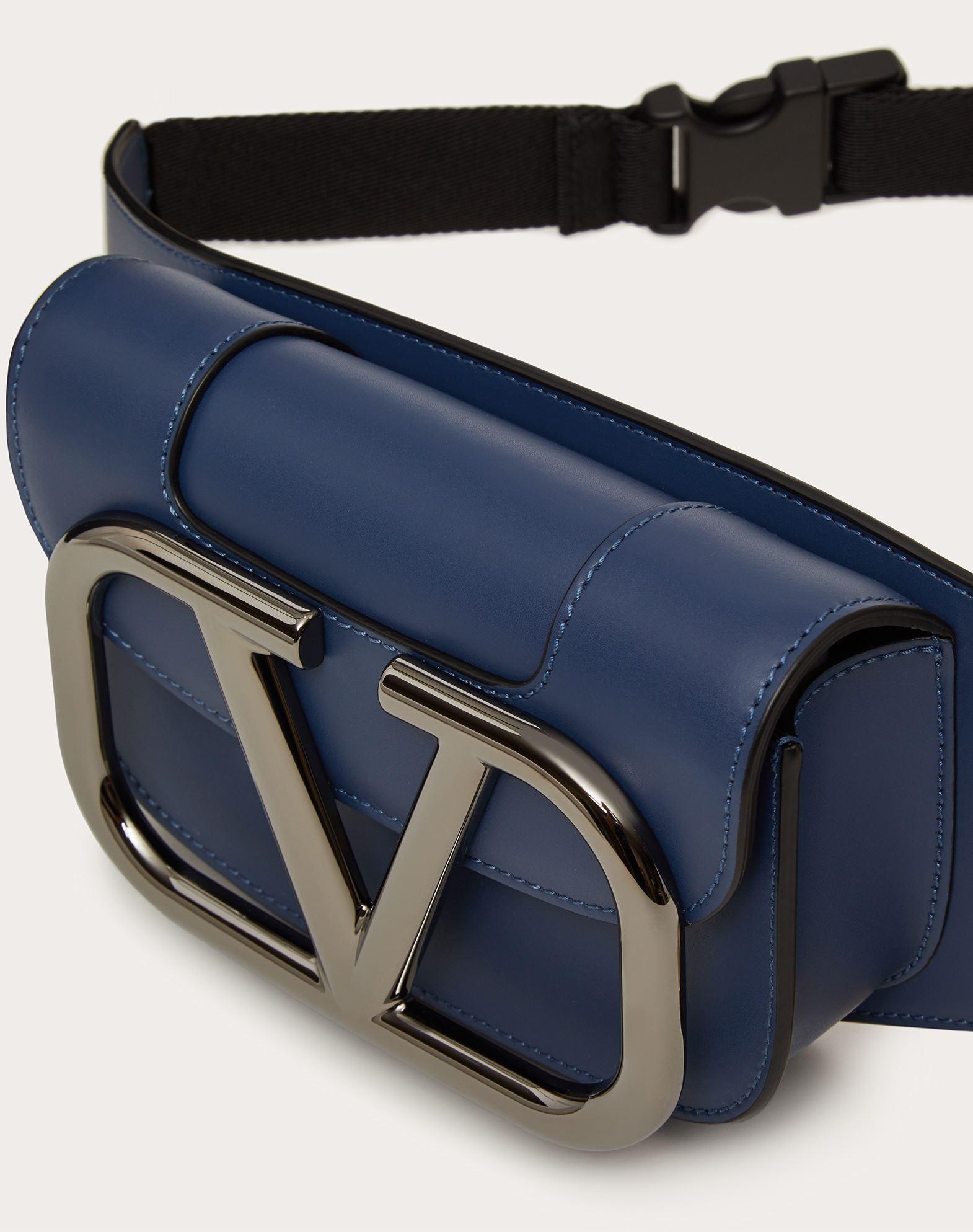 Valentino Garavani Supervee Leather Belt Bag in Blue for Men