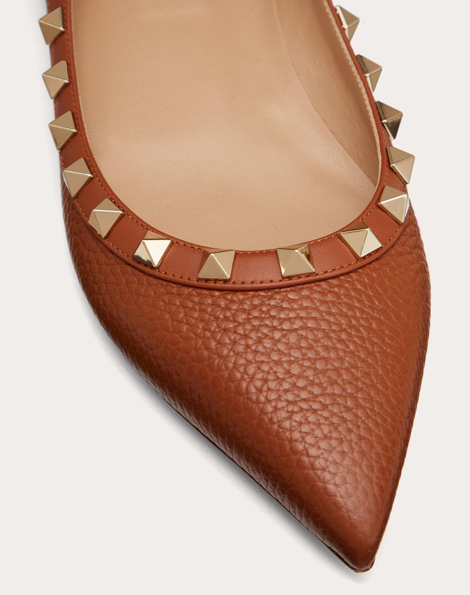 rockstud calfskin leather slingback ballet flat