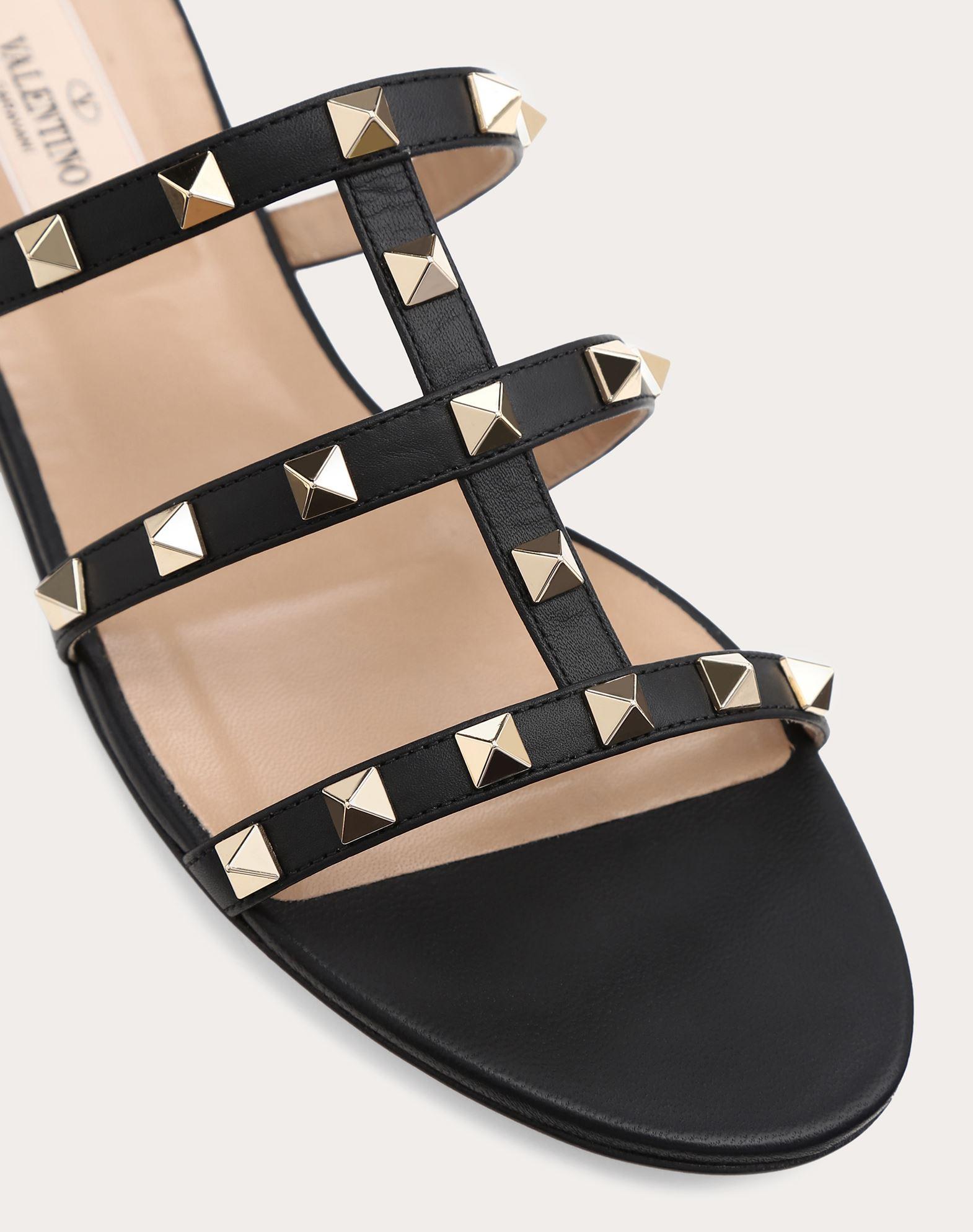 valentino rockstud flat sandals black
