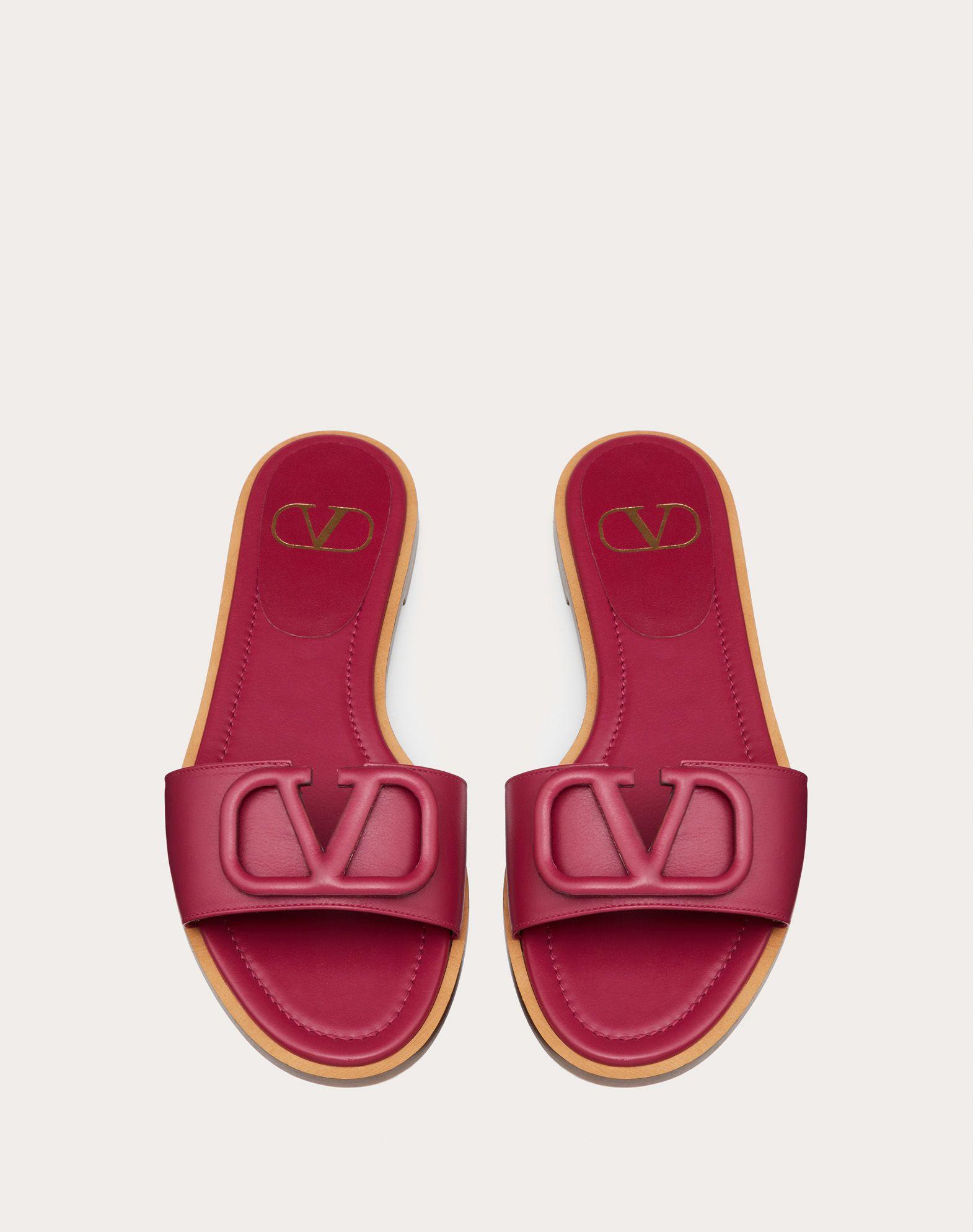 valentino v logo slide sandal