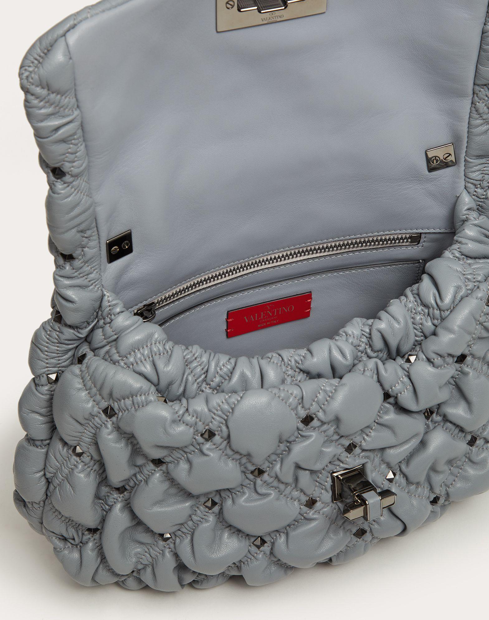 Valentino Valentino Garavani Medium Nappa Spikeme Shoulder Bag in Grey