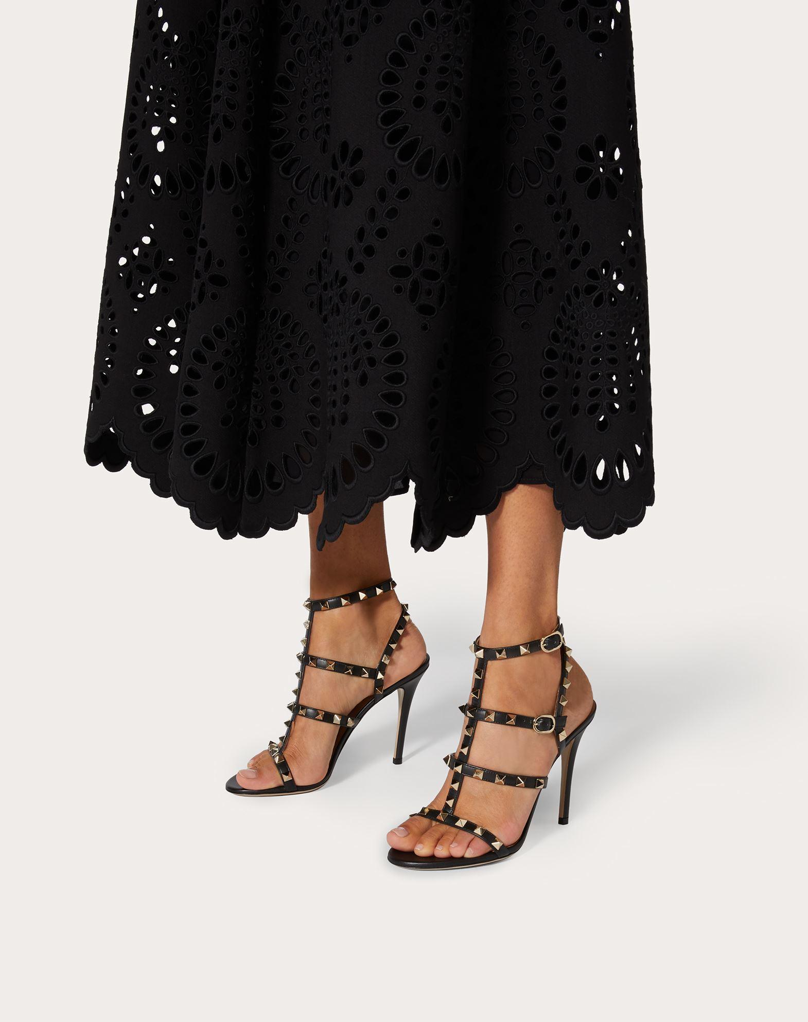 rockstud calfskin sandal 100 mm