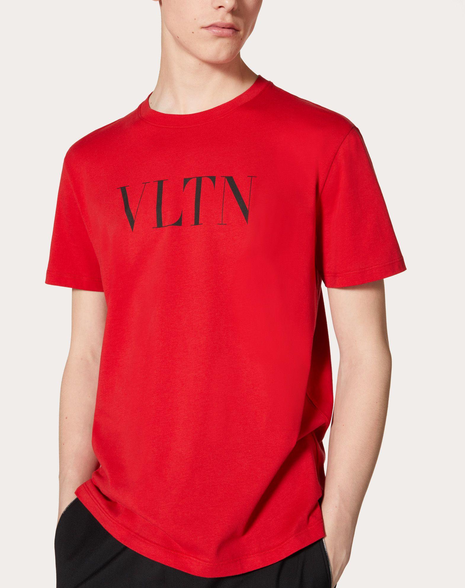 Valentino Cotton Logo T-shirt in Red 