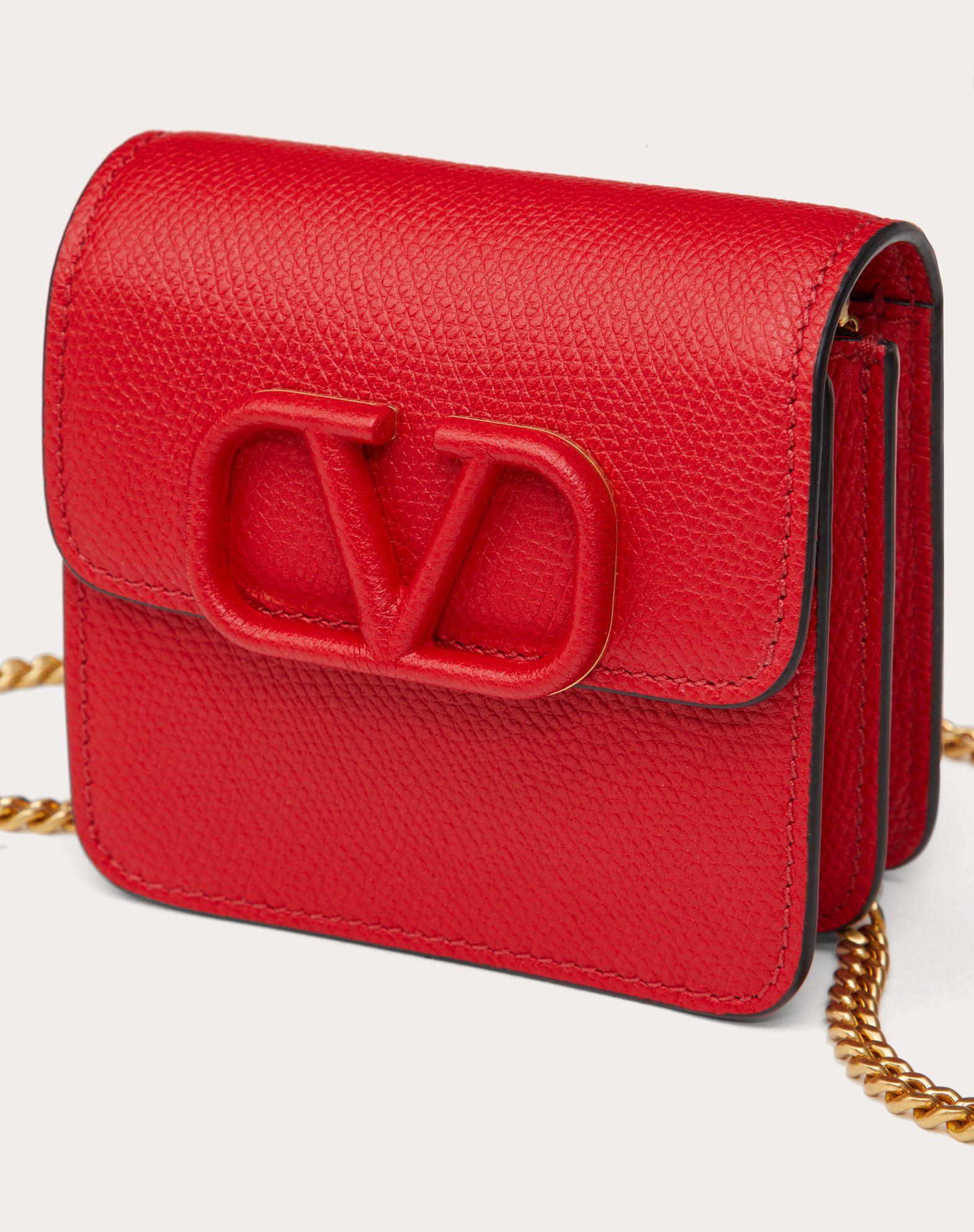 Valentino Garavani Compact Vsling Grainy Calfskin Wallet With Chain ...