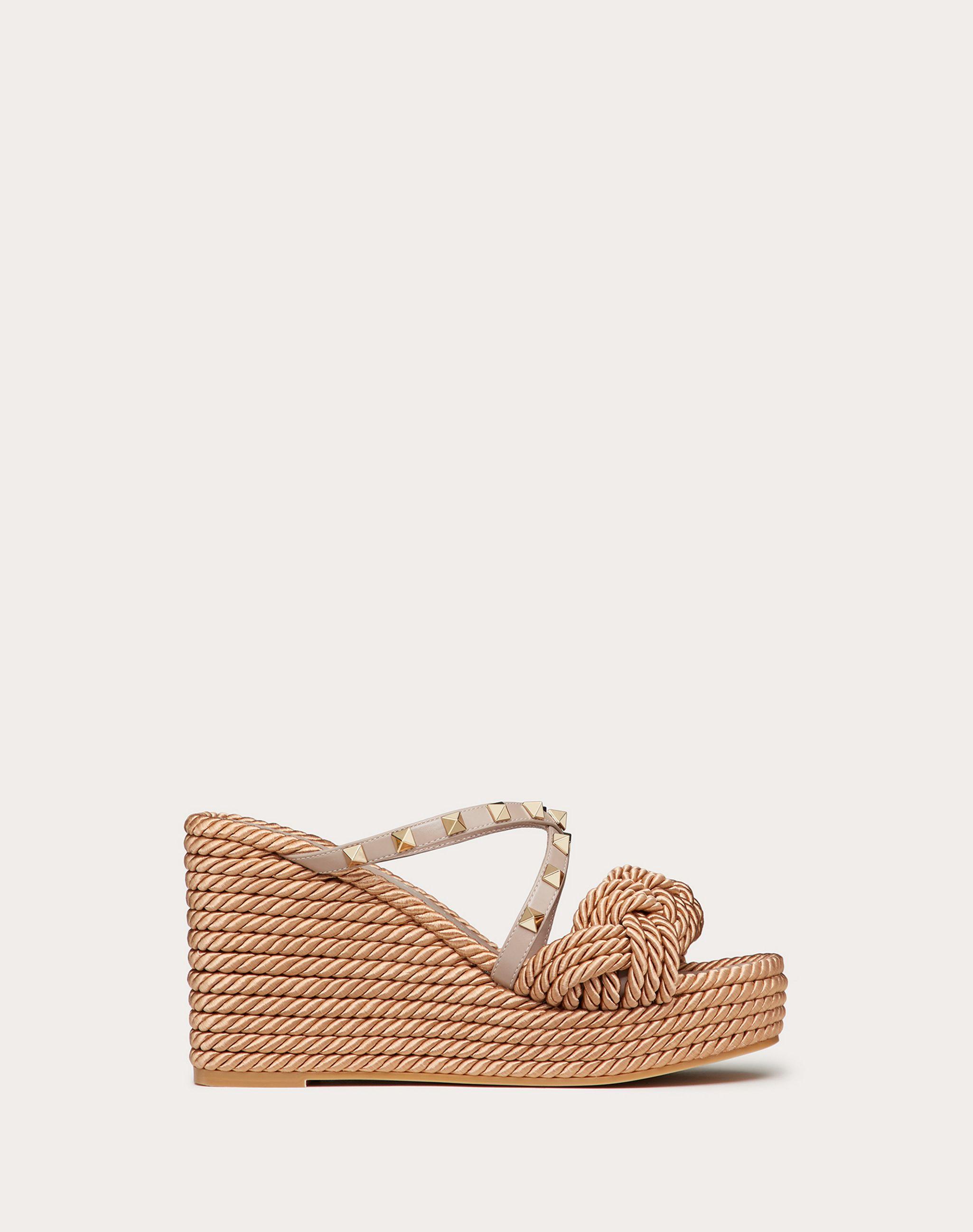 Valentino torchon rockstud deals leather wedge sandals