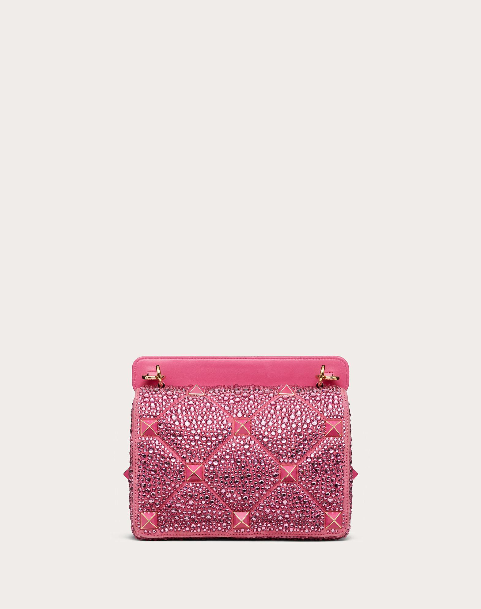 Valentino Garavani Medium Roman Stud The Shoulder Bag With Chain And  Sparkling Embroidery in Pink | Lyst