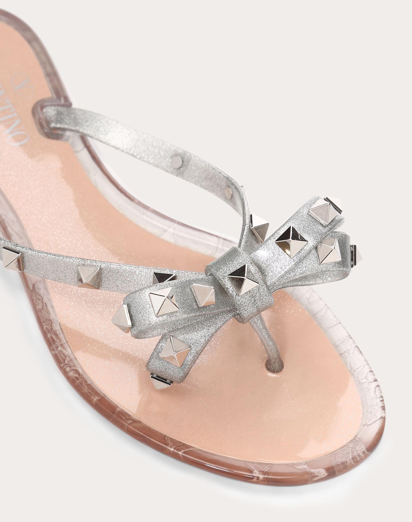 silver valentino flip flops