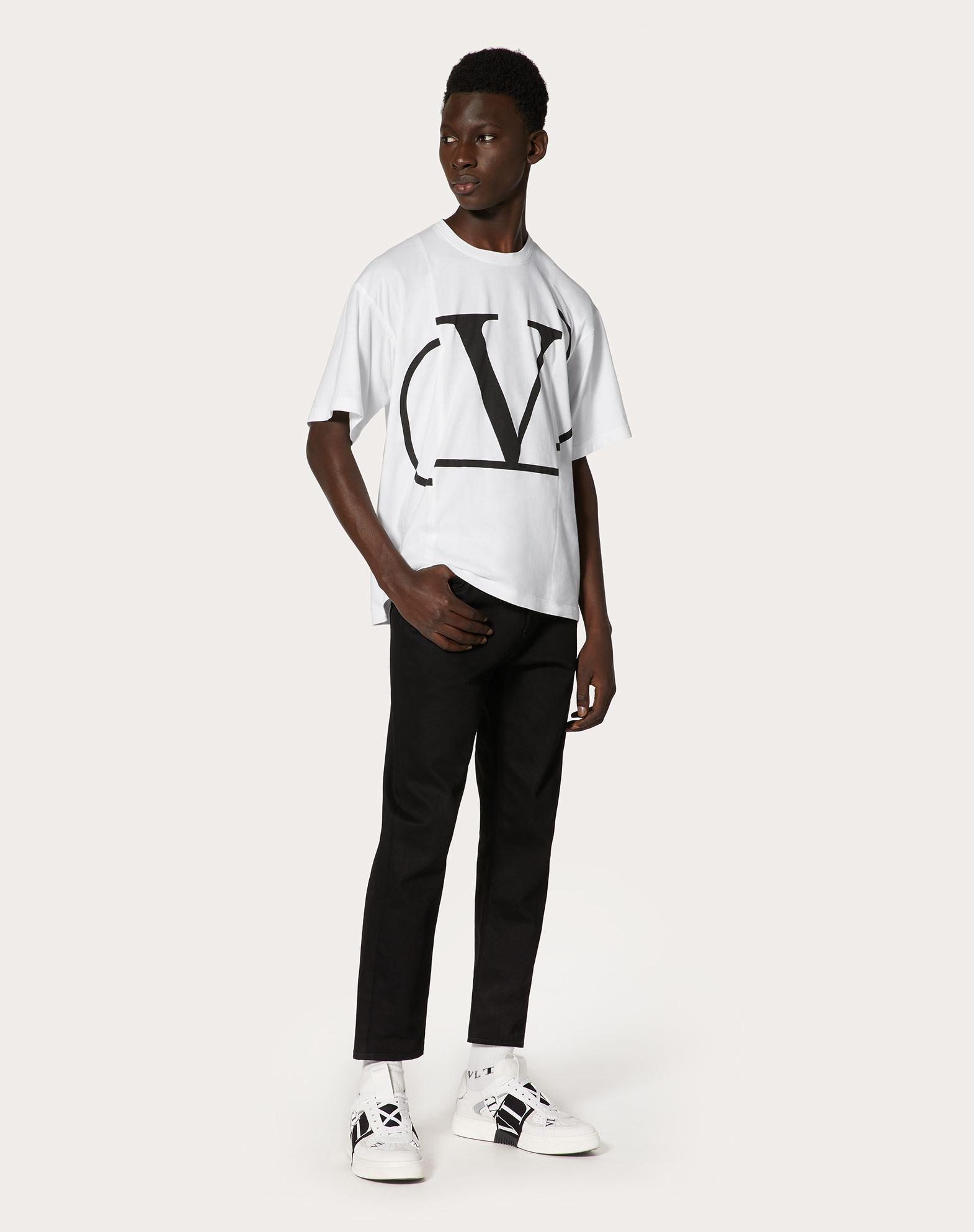 Valentino Cotton Vltn Print T-shirt in White/ Black (White) for 