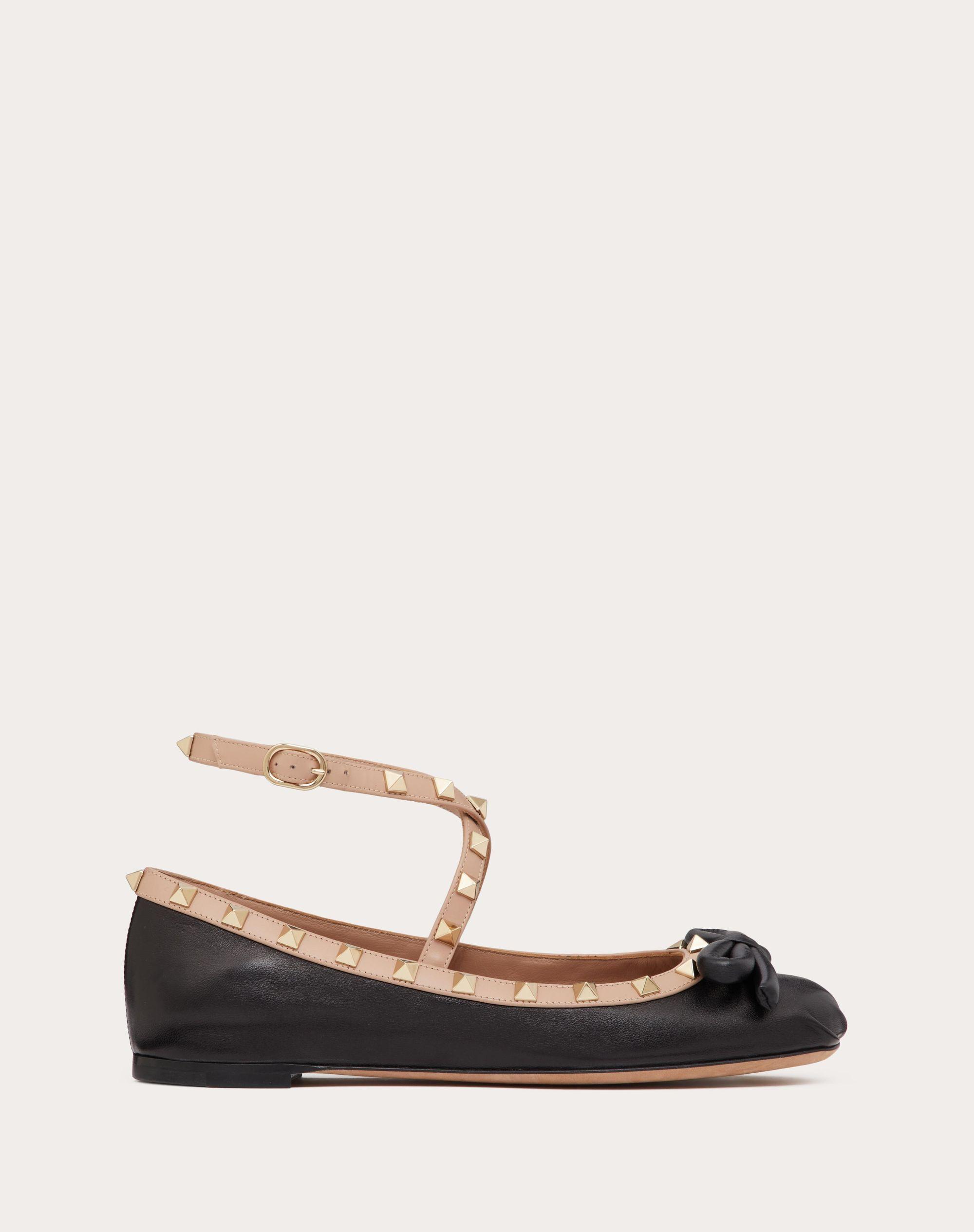 Rockstud calfskin leather slingback best sale ballet flat