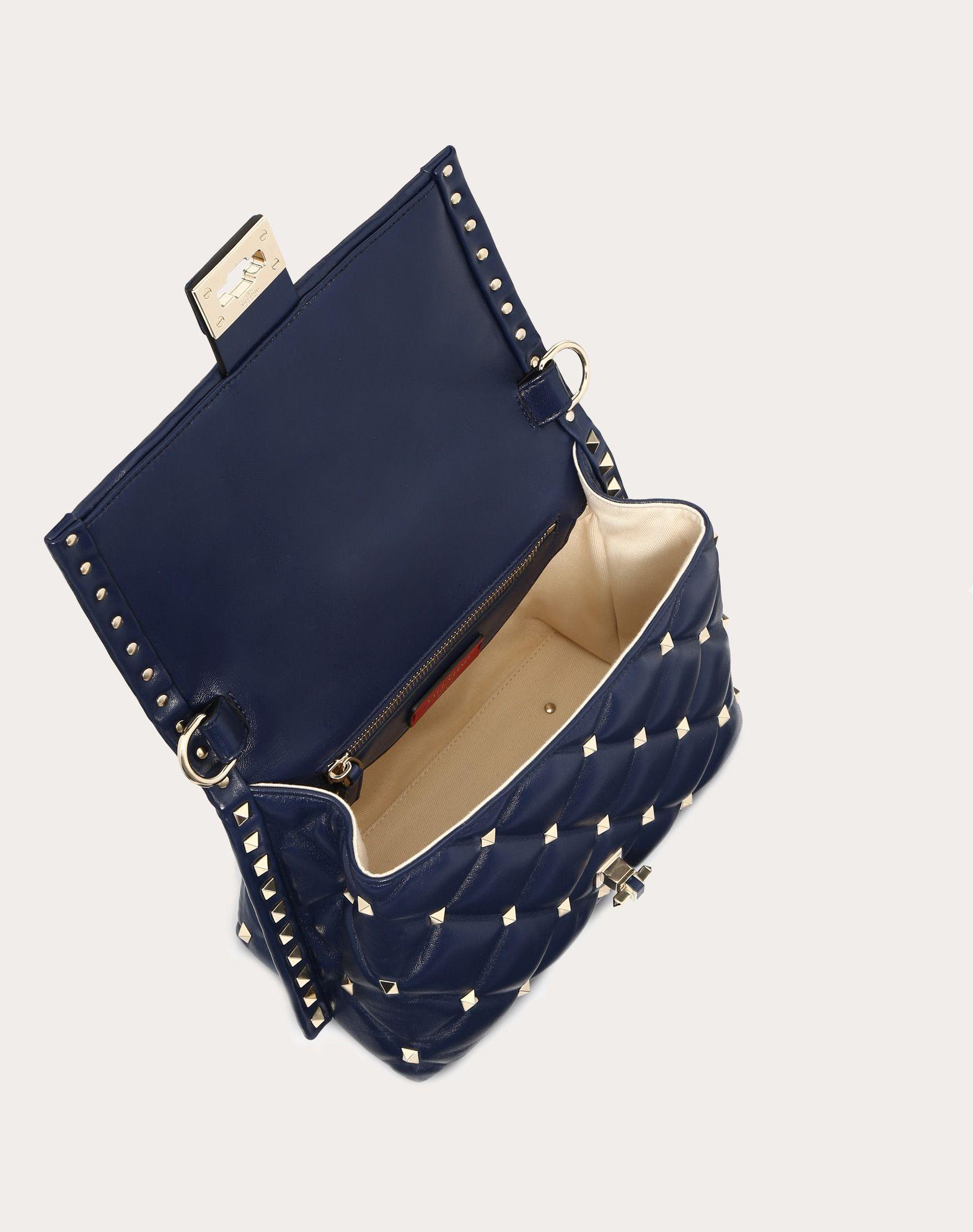 Valentino Leather Valentino Garavani Medium Vltn Candystud Top-handle Bag  in Navy (Blue) - Lyst