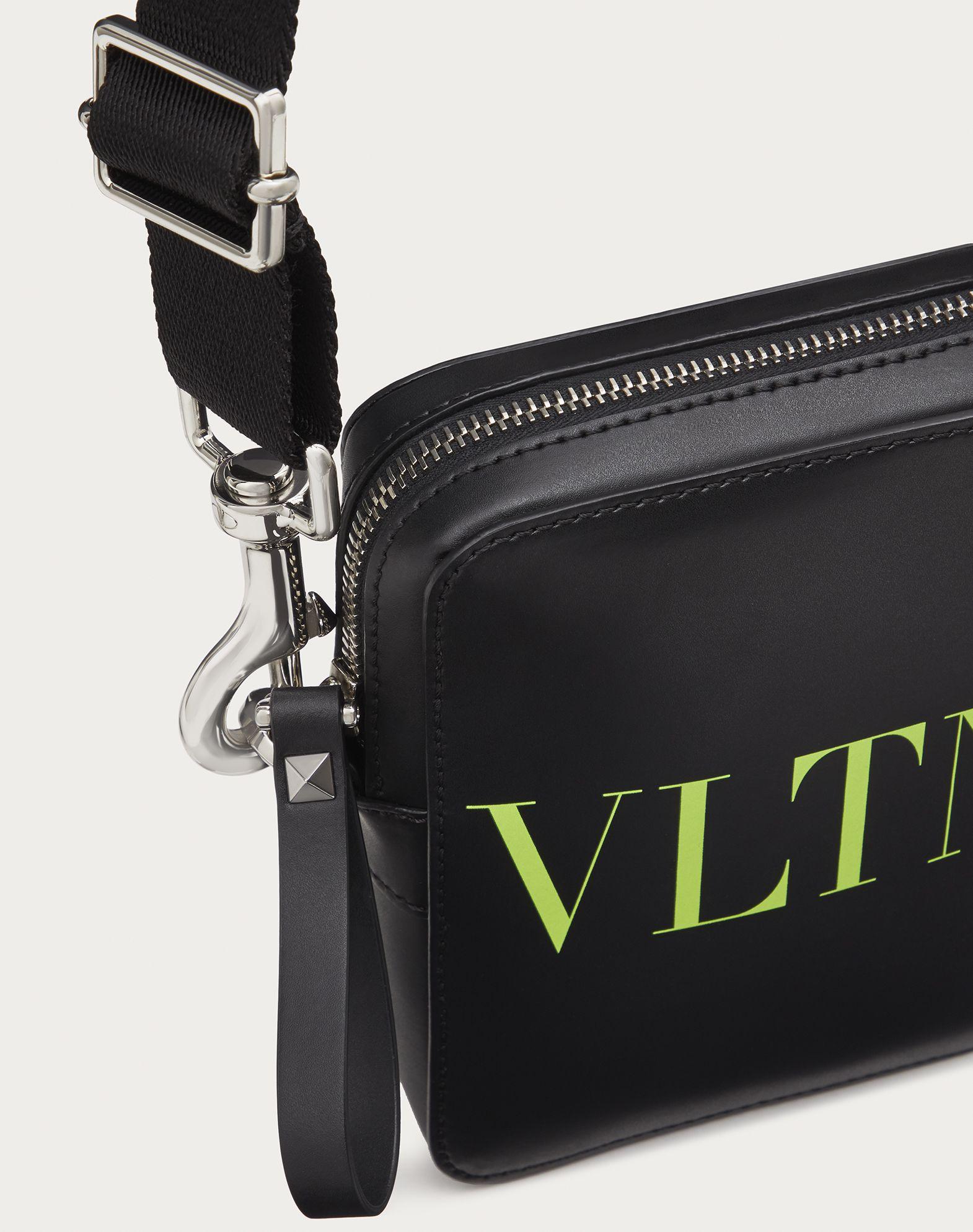 Valentino Garavani Small Vltn Leather Crossbody Bag in Black/Neon ...