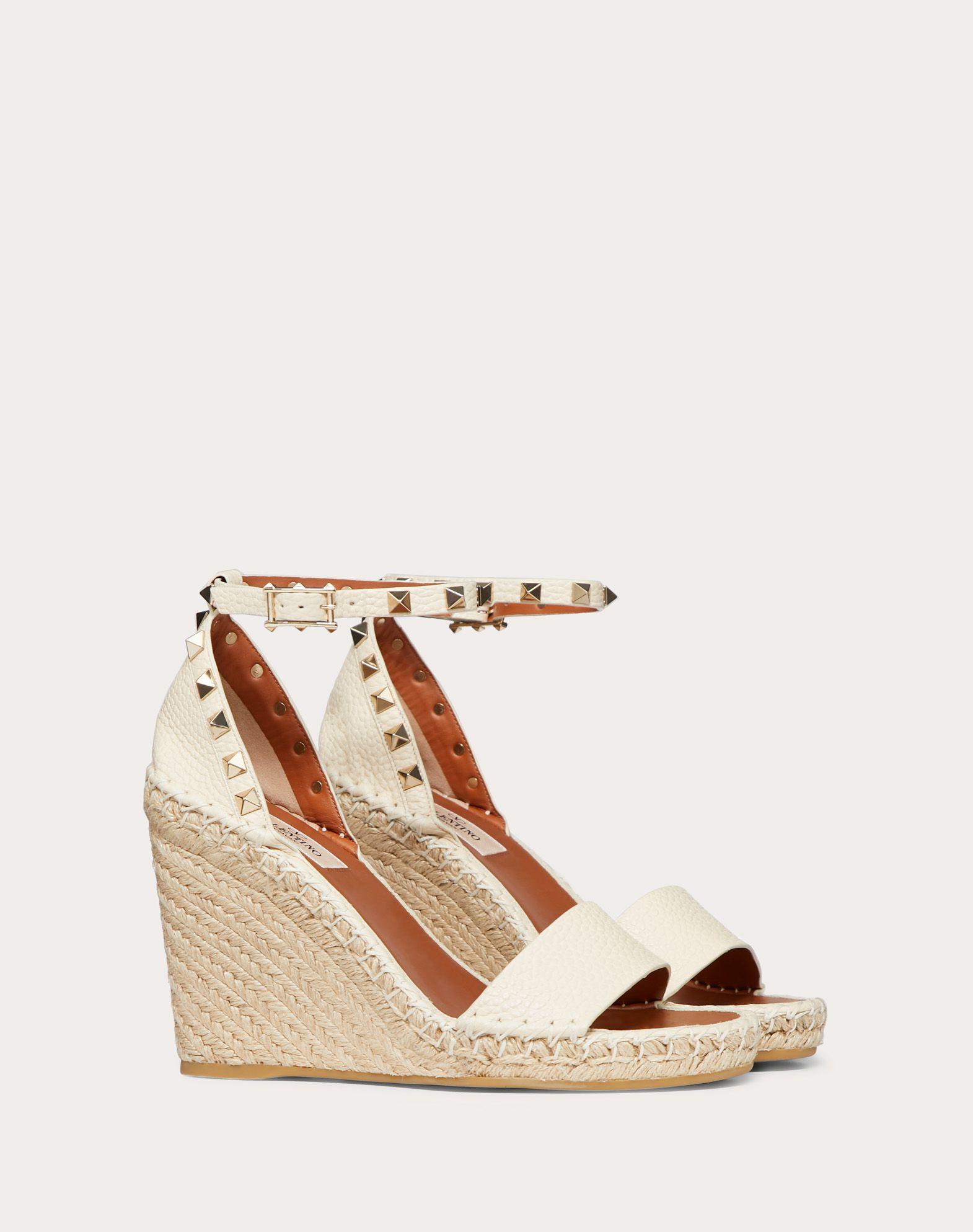 valentino garavani rockstud leather wedges