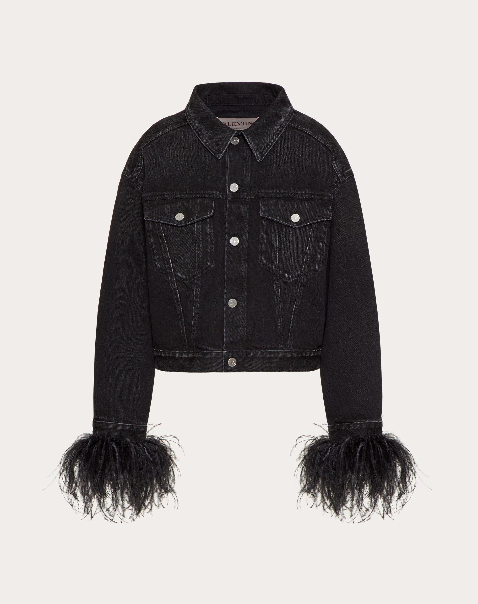 Valentino Embroidered Denim Jacket With Feathers in Black   Lyst