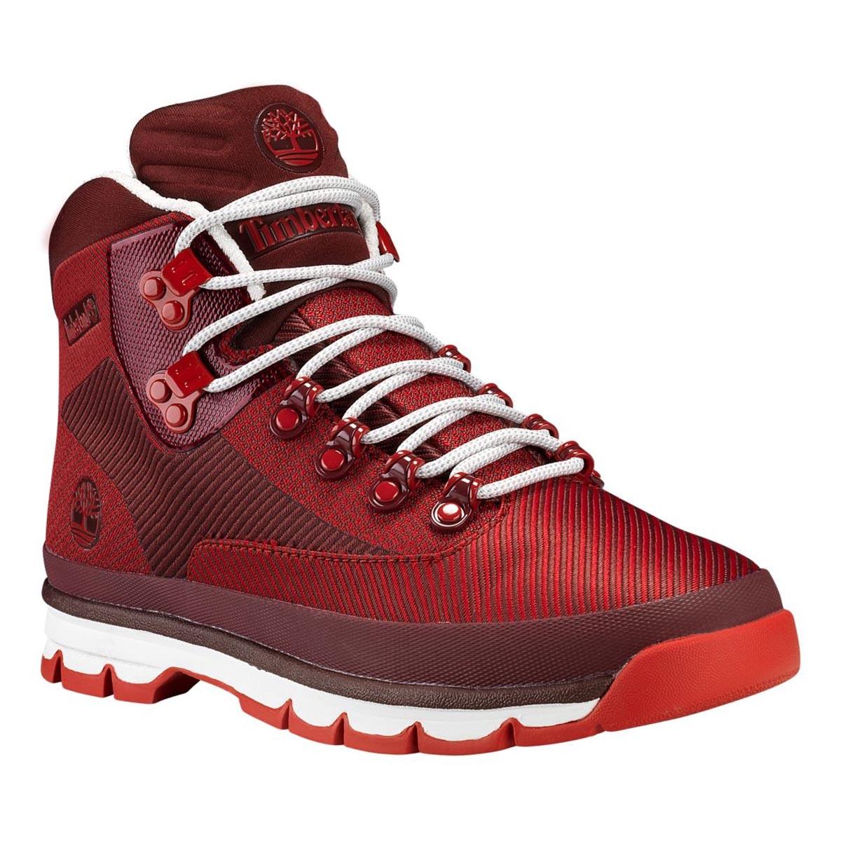 Timberland Lace Euro Hiker Jacquard Boot in Red for Men | Lyst