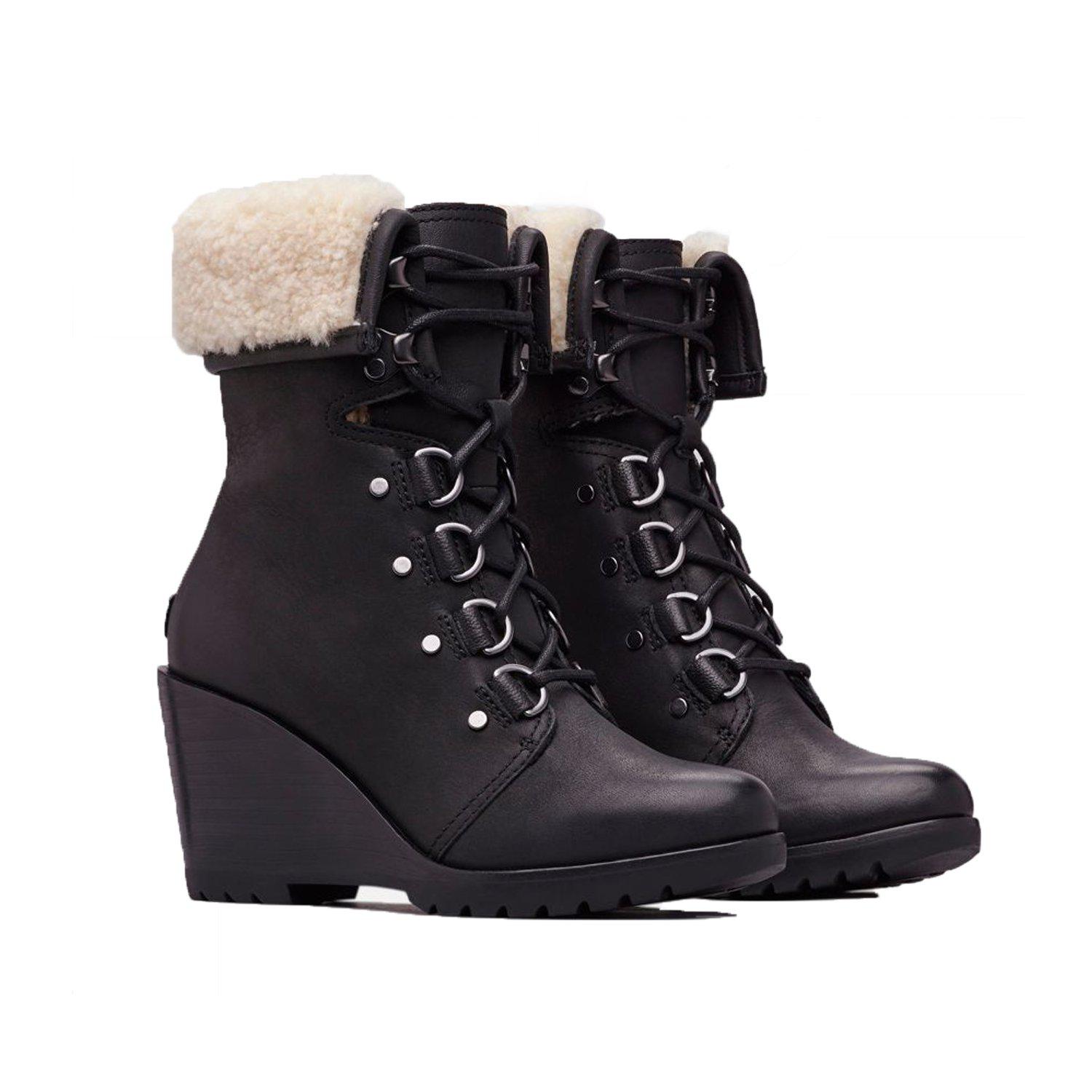 sorel after hours lace shearling boot