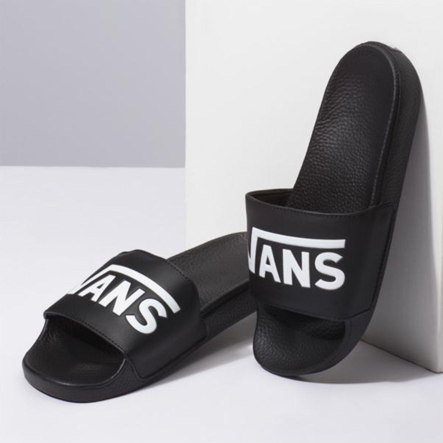 black vans slide on