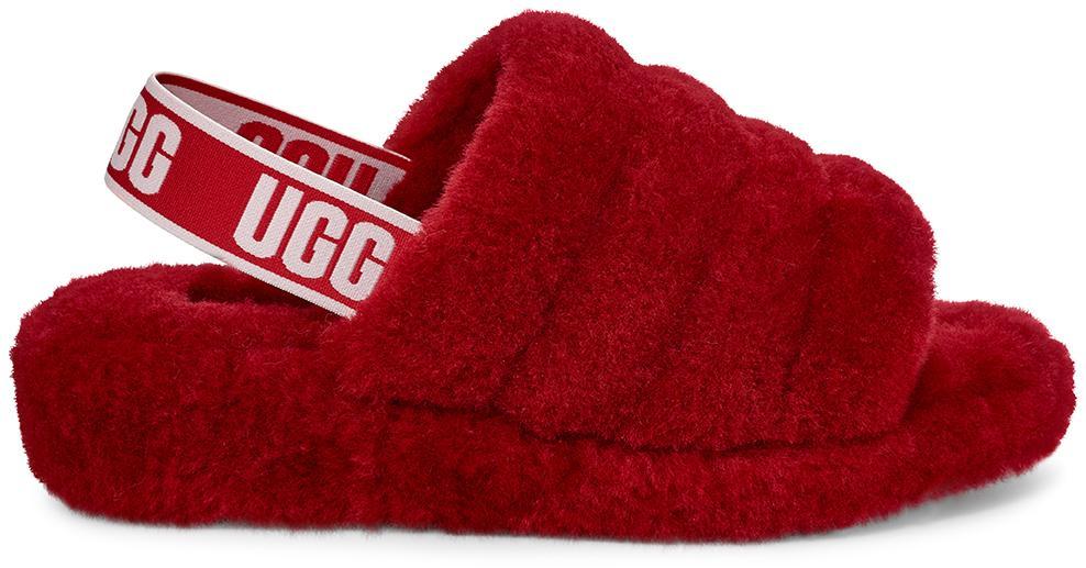red fluff yeah ugg slippers