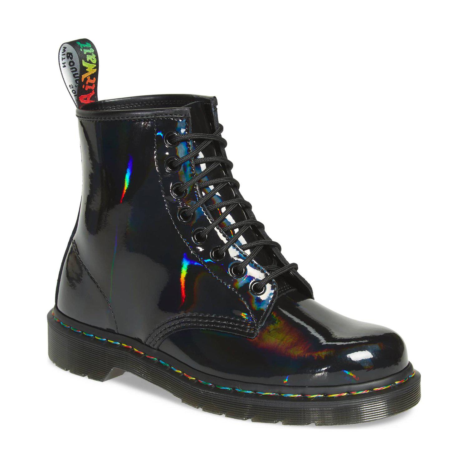 Dr. Martens 1460 Rainbow Patent Boot in Black | Lyst