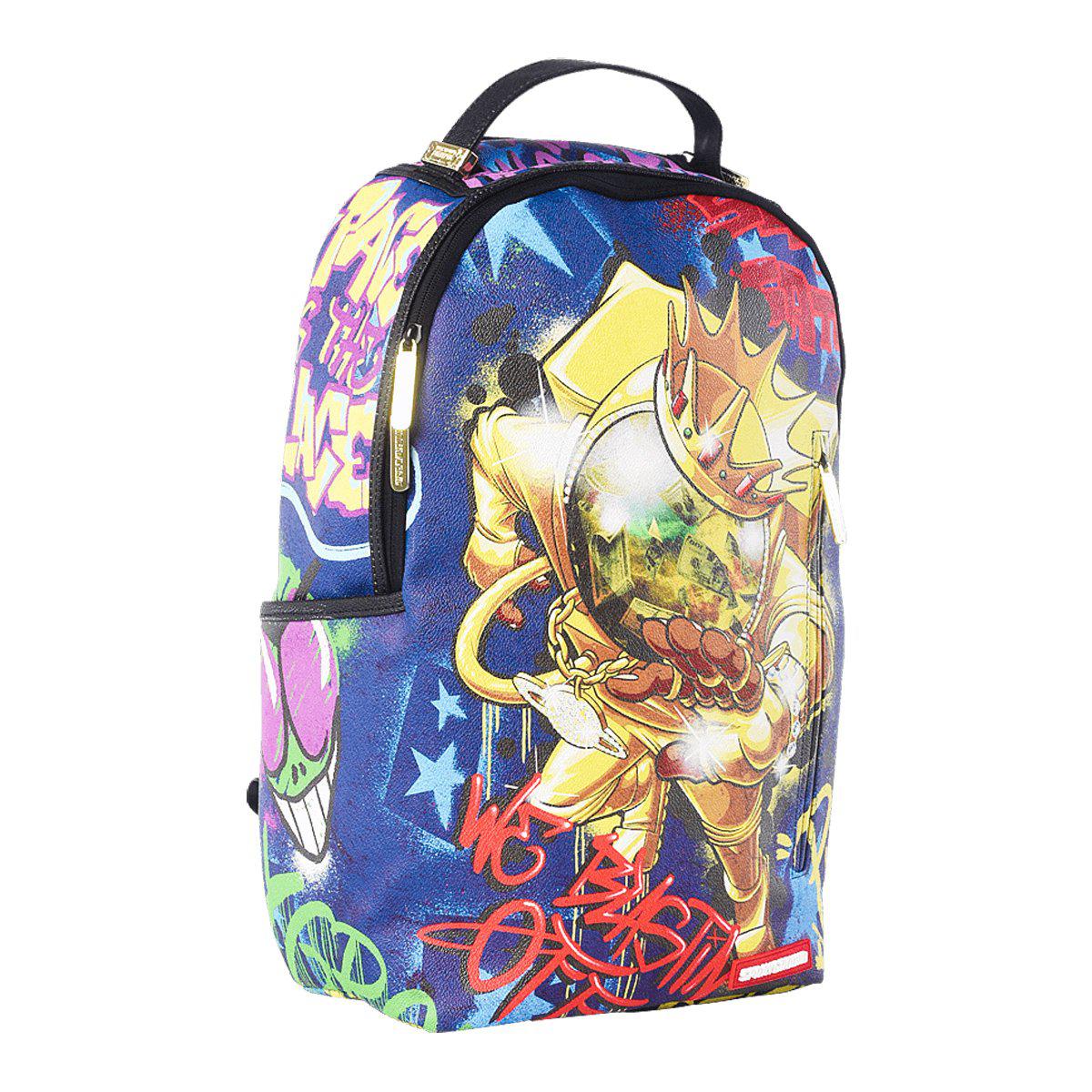 Sprayground Leather Gold Astronaut On The Run Backpack in Blue Lyst