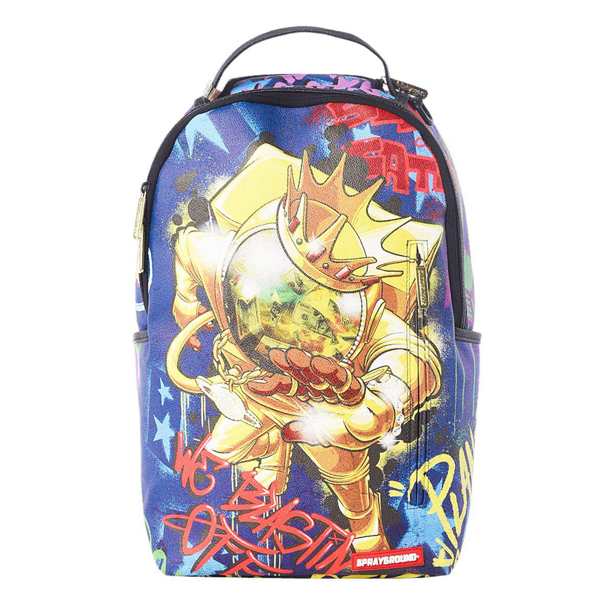 Sprayground Leather Gold Astronaut On The Run Backpack in Blue Lyst