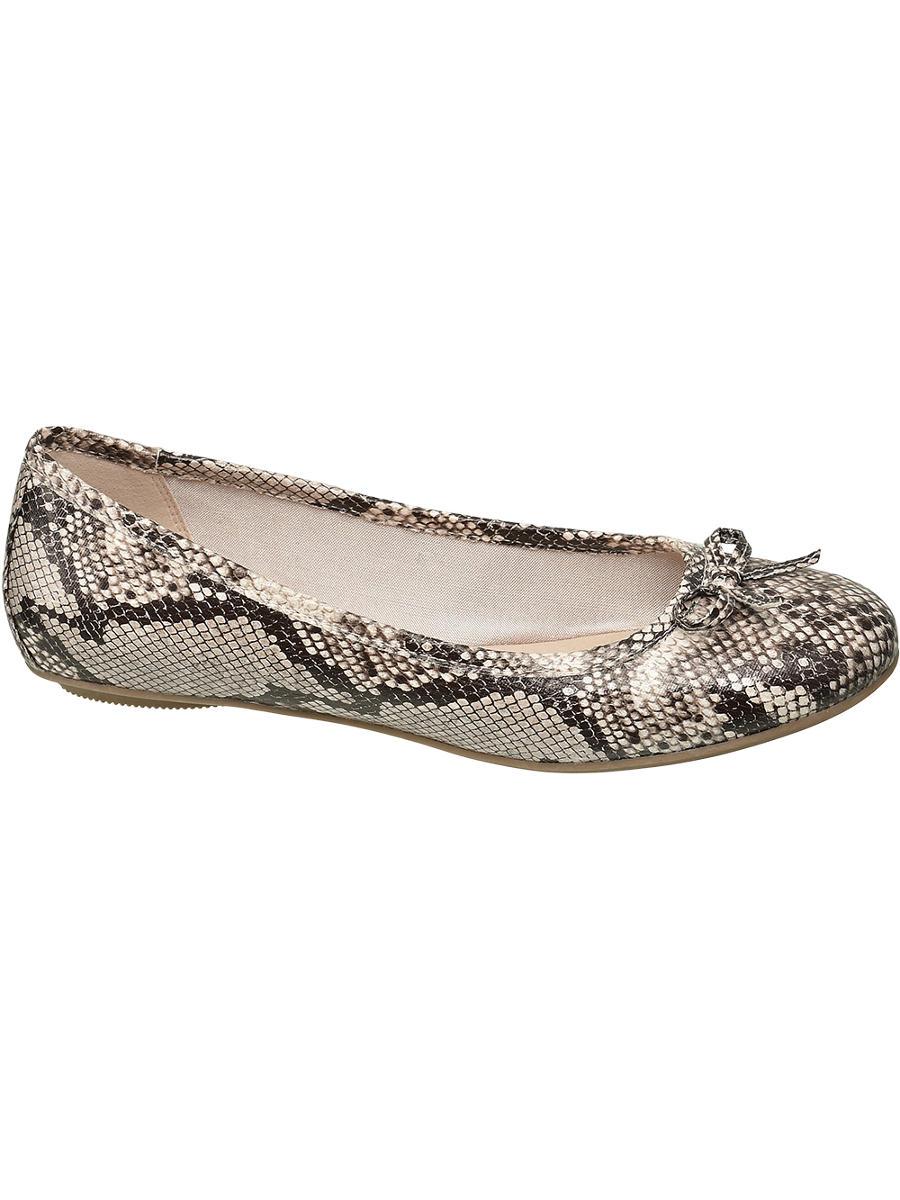 graceland Rubber Ballerina Slangenprint Strik in het Naturel - Lyst