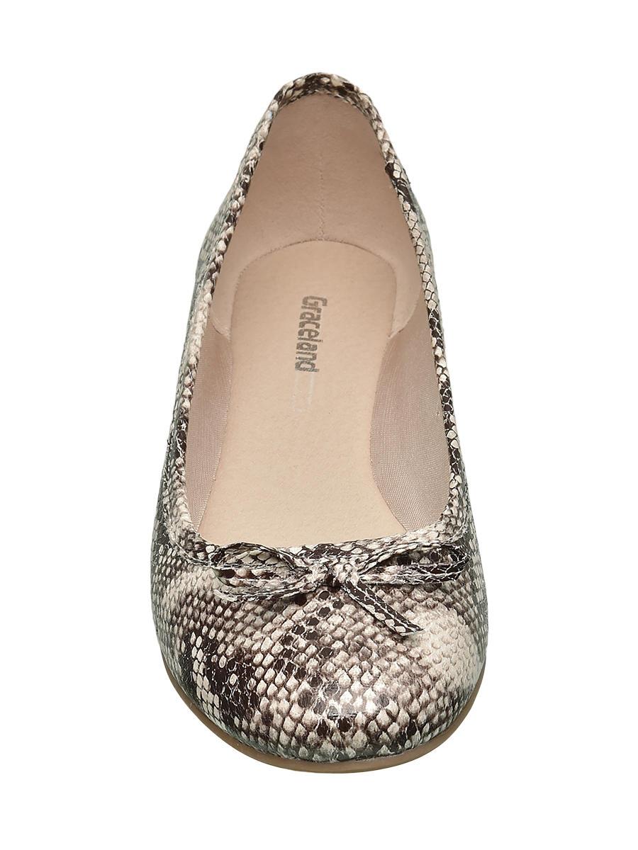 graceland Rubber Ballerina Slangenprint Strik in het Naturel - Lyst