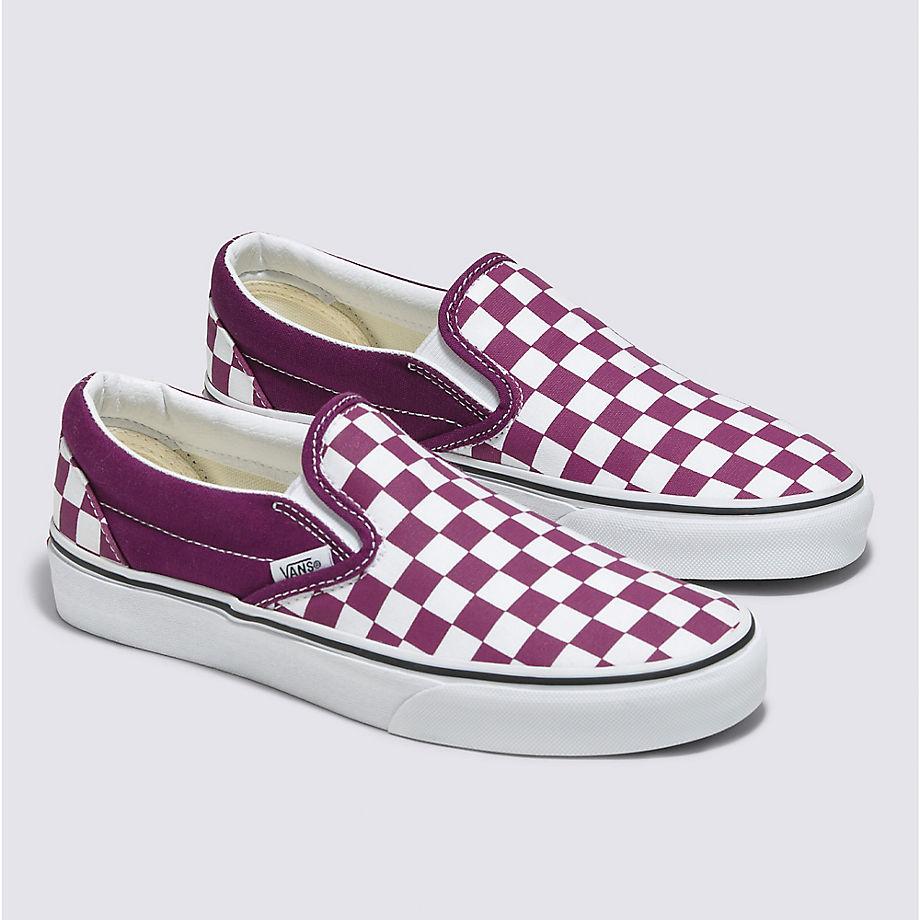 Vans Checkerboard Color Theory Classic Slip on Shoes in Purple