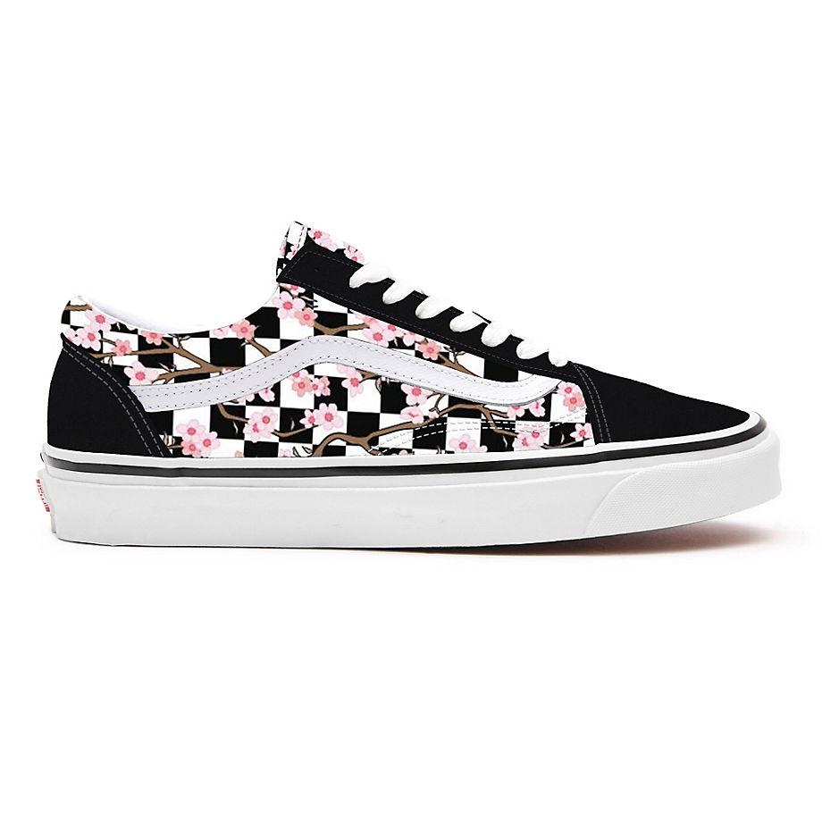 Vans Customs Cherry Blossom Checkerboard Old Skool in Black Lyst UK