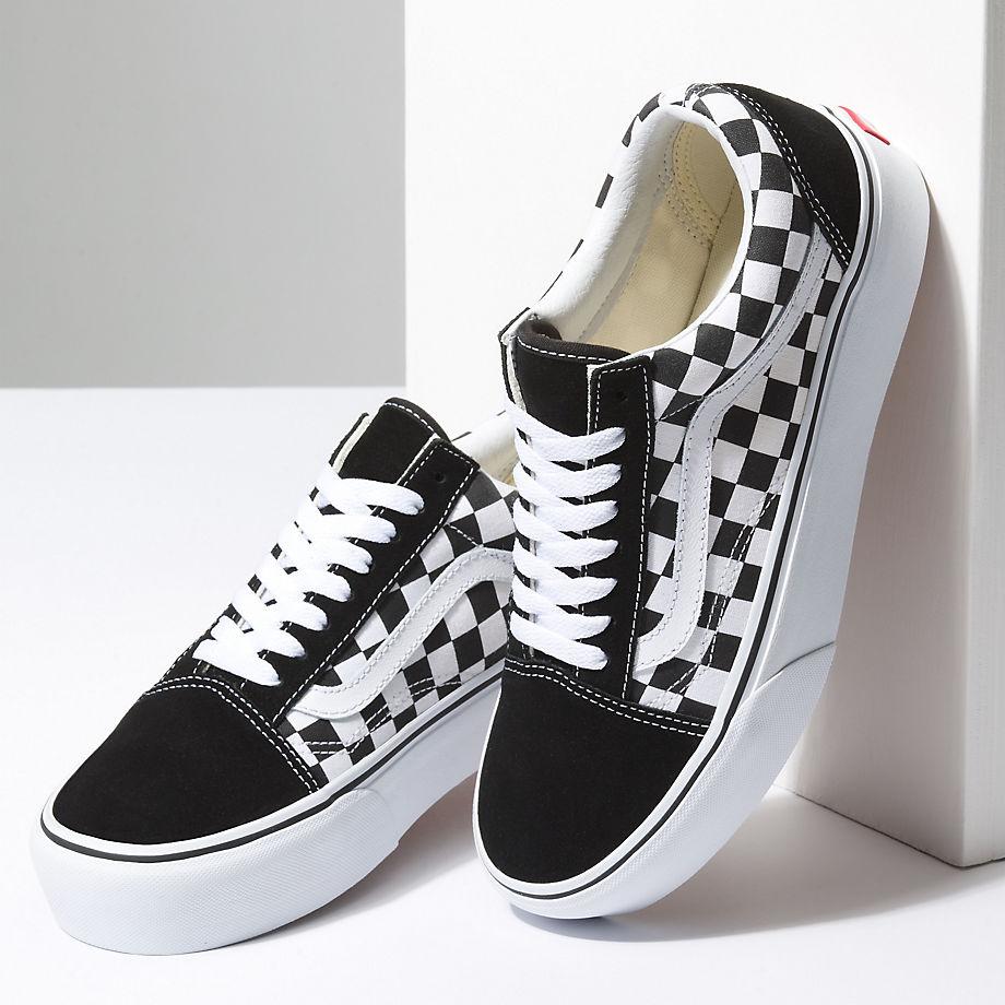 Vans Canvas Checkerboard Old Skool Platform Shoes in Black - Lyst