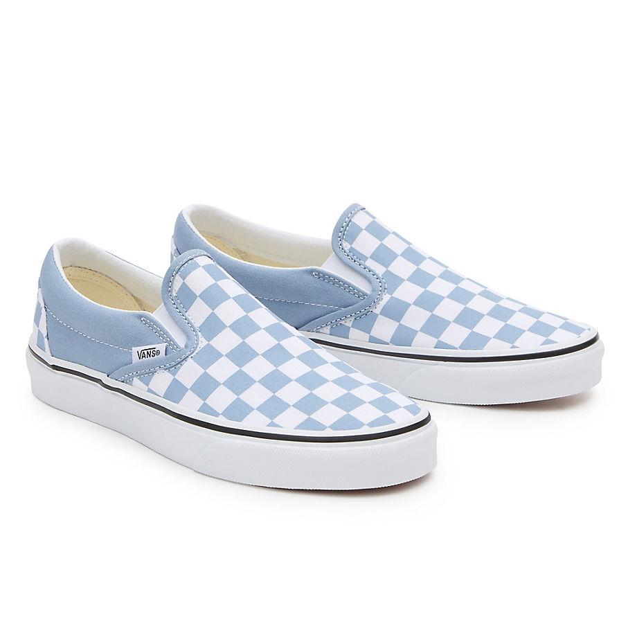 Vans slip on deals checkered blue