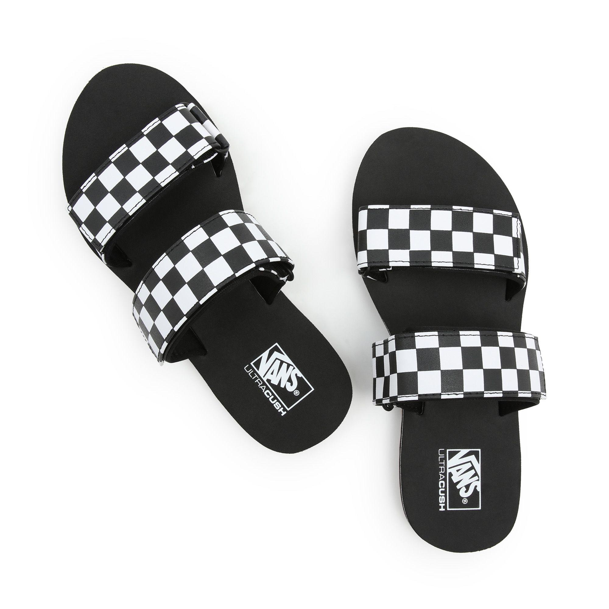 vans slides checkerboard double strap