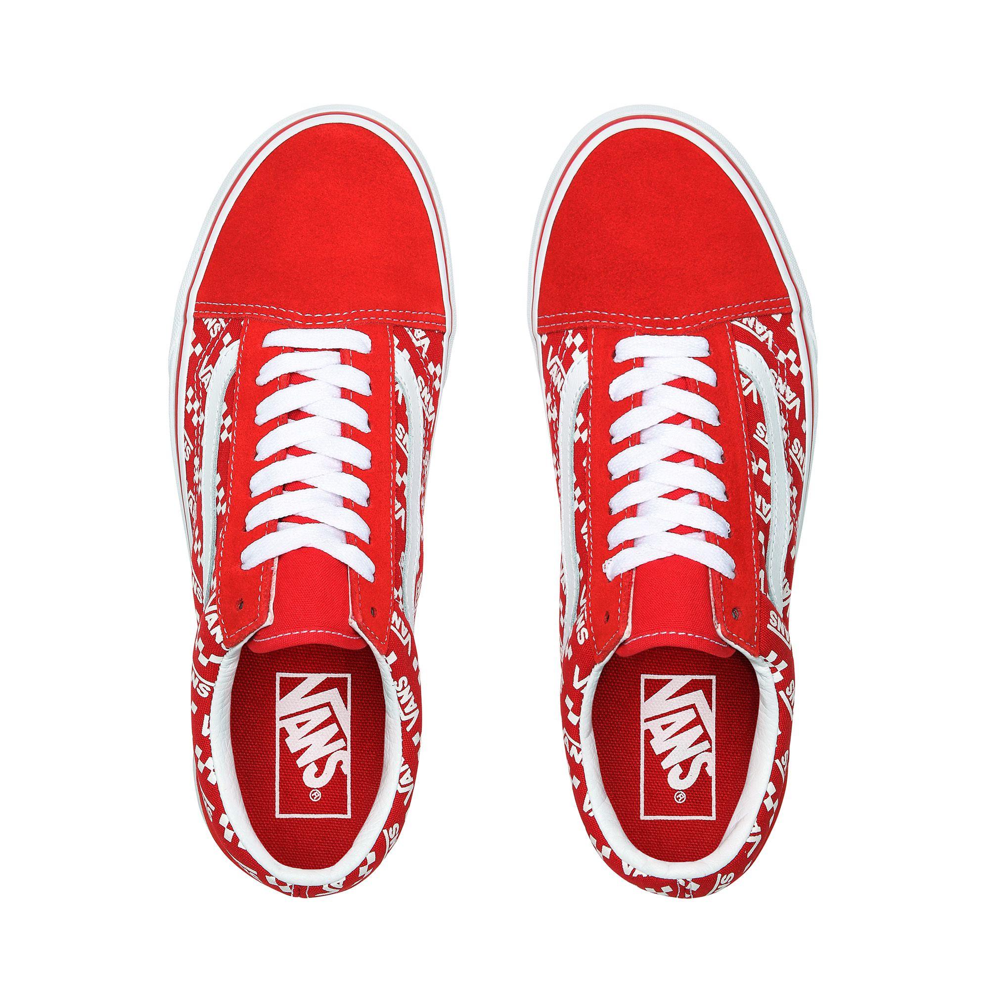 Vans Canvas Logo Repeat Old Skool Shoes in Red | Lyst UK